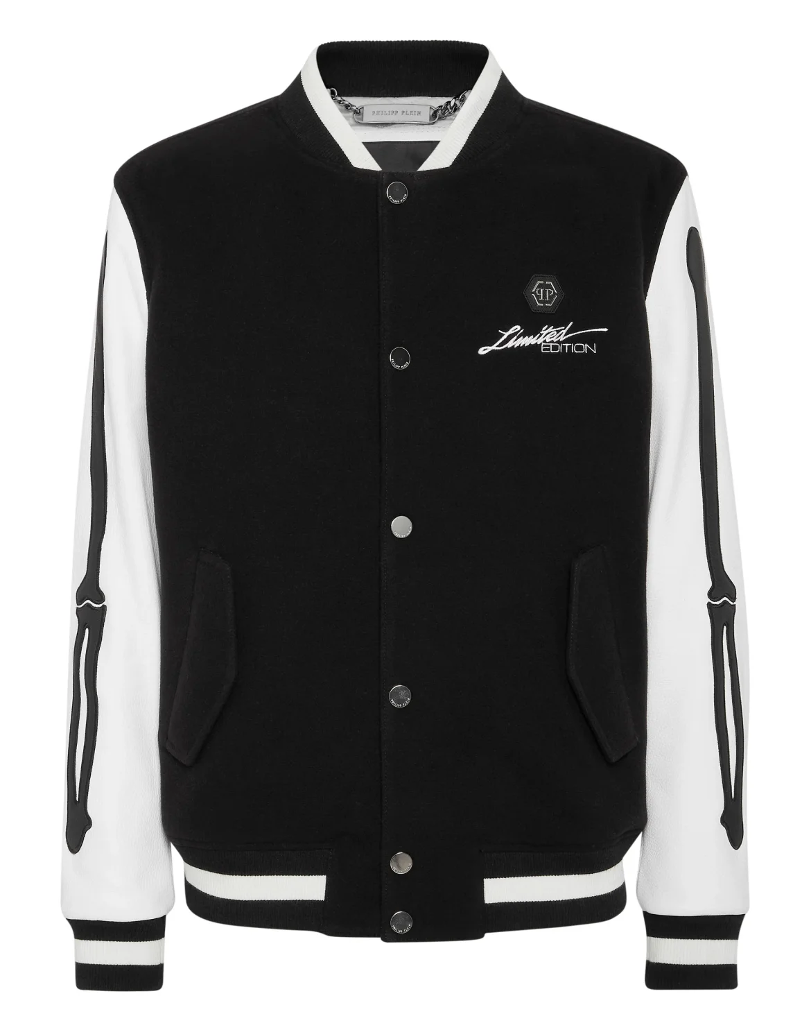 College Bomber Leather sleeves Skeleton, цвет: Черный