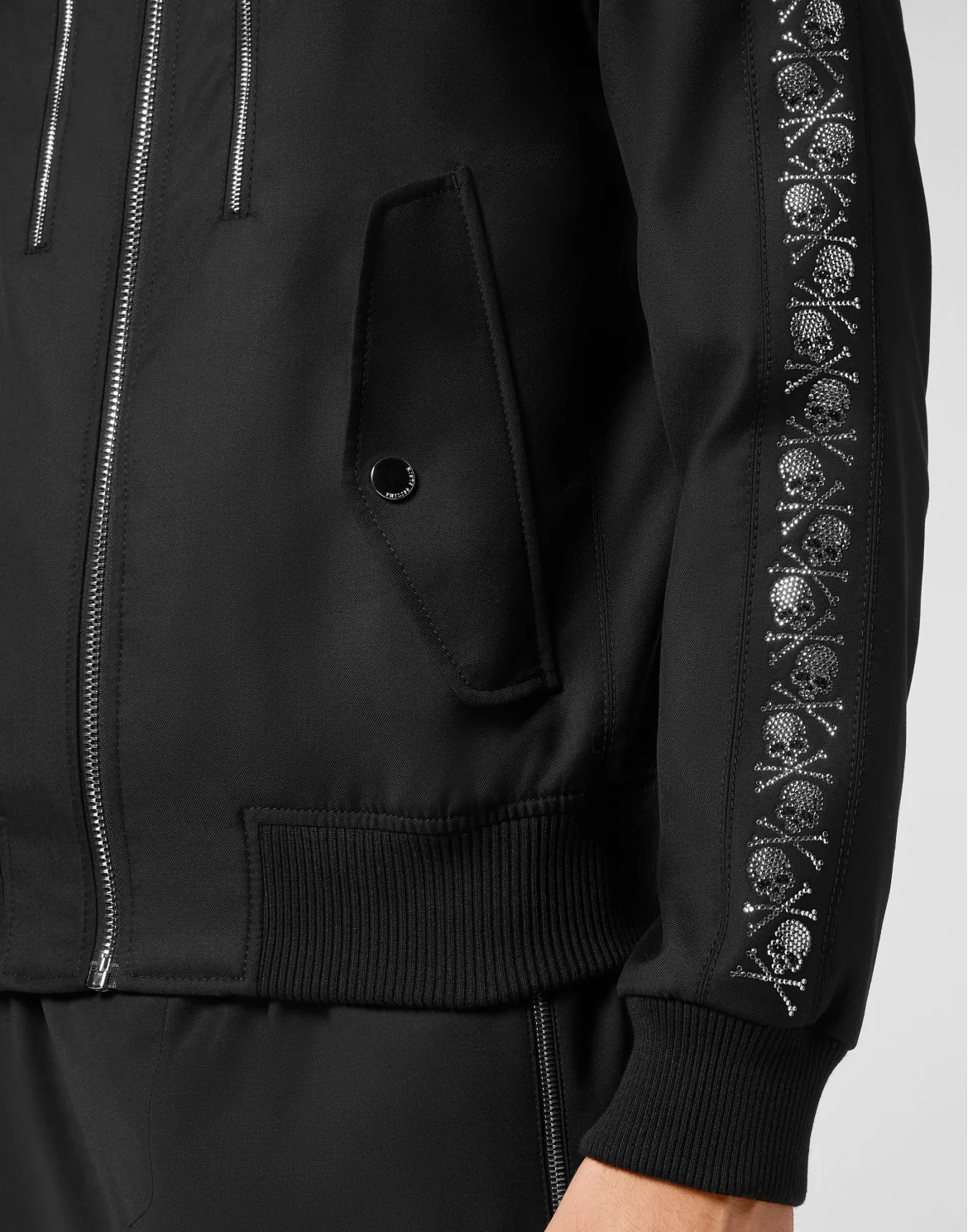 Wool Ton Gun Bomber Skull with Crystals, цвет: Черный