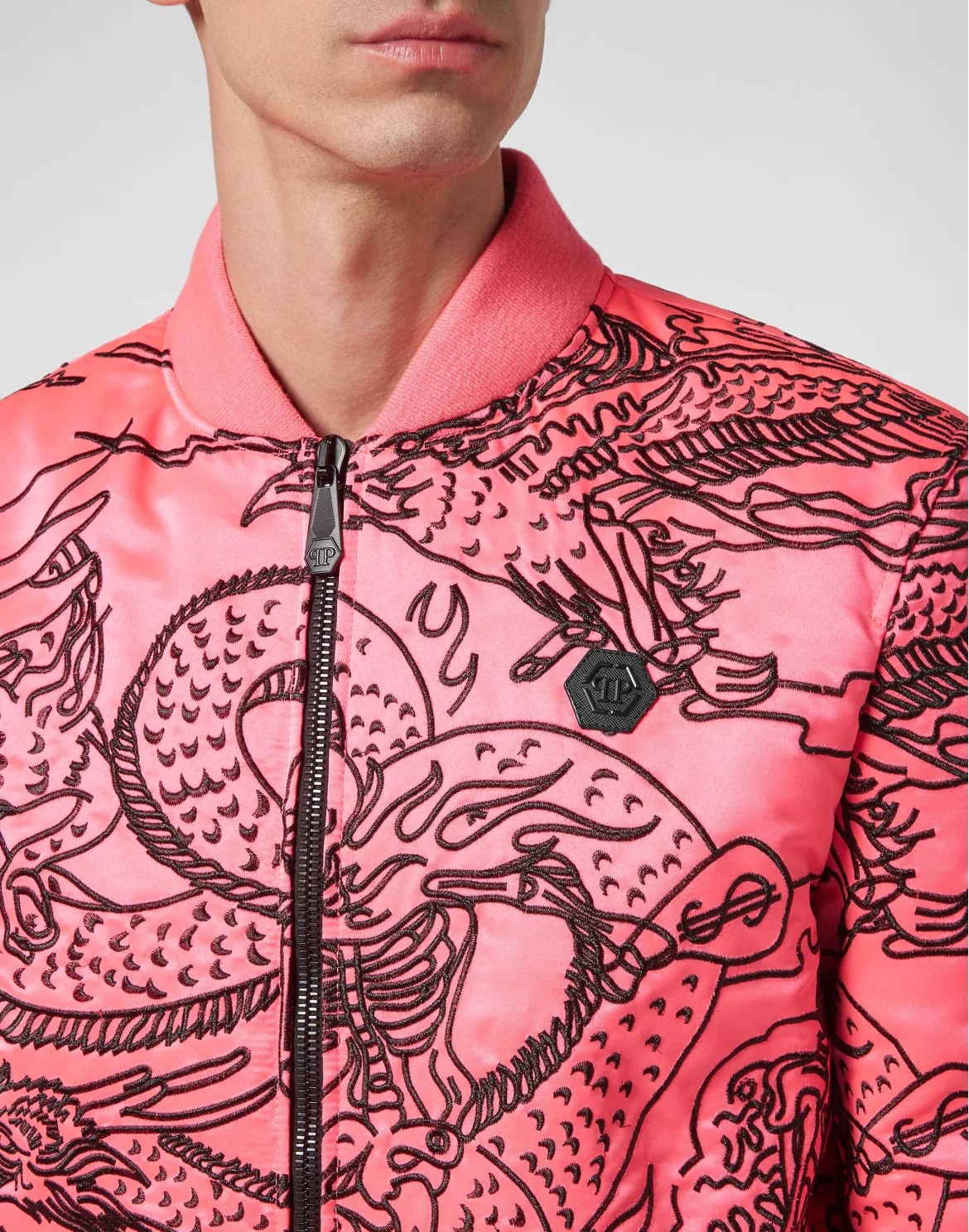 Satin Bomber Skeleton tattoo, цвет: Розовый