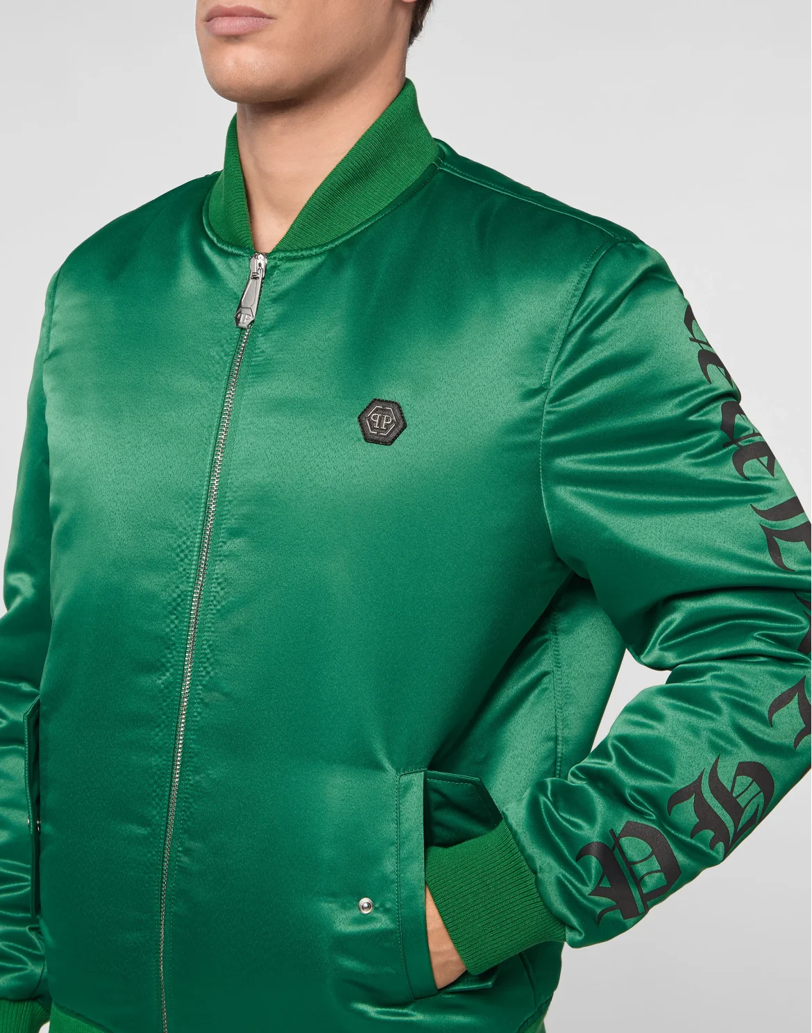 Satin Top Gun Bomber Hexagon, цвет: Зеленый