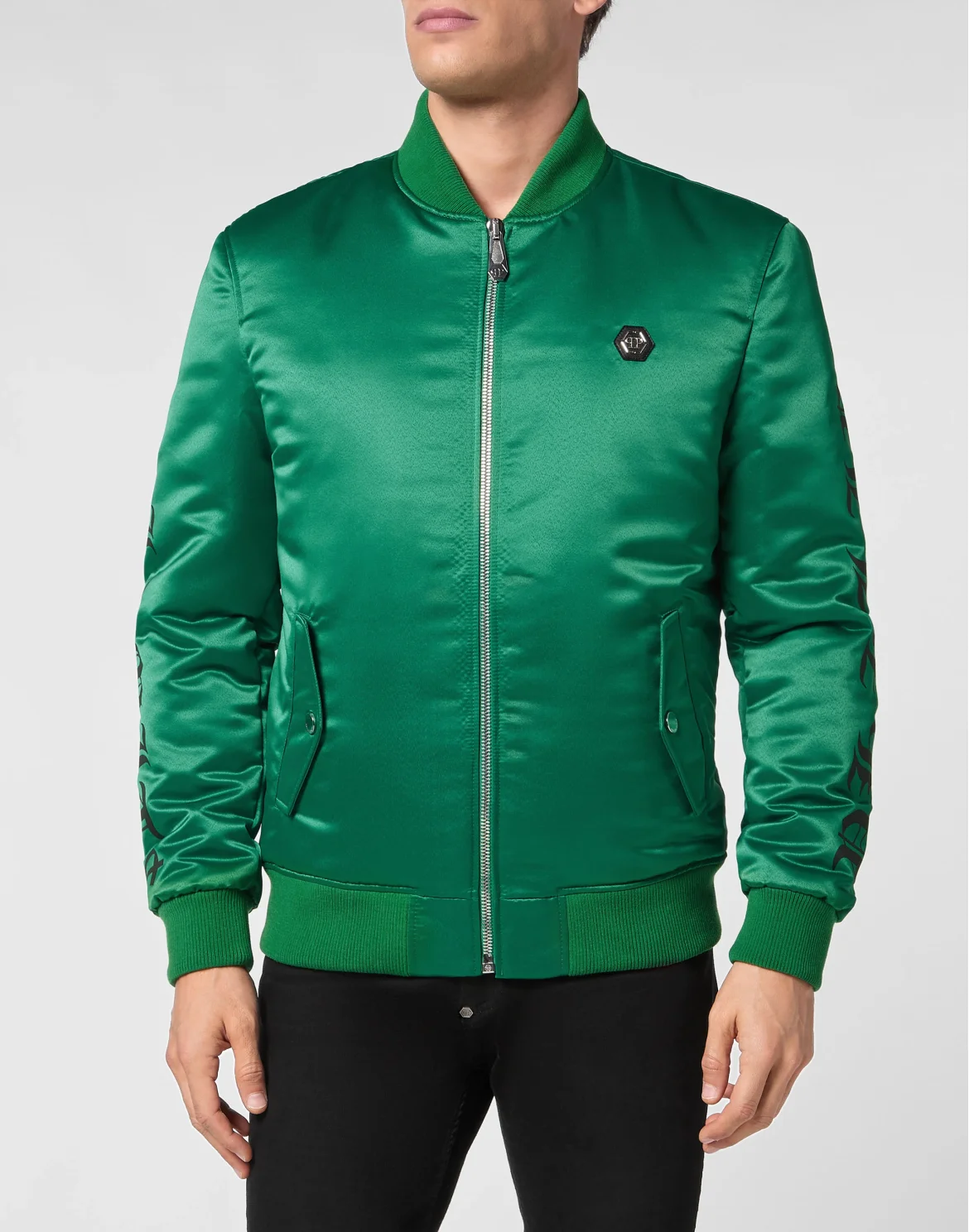 Satin Top Gun Bomber Hexagon, цвет: Зеленый