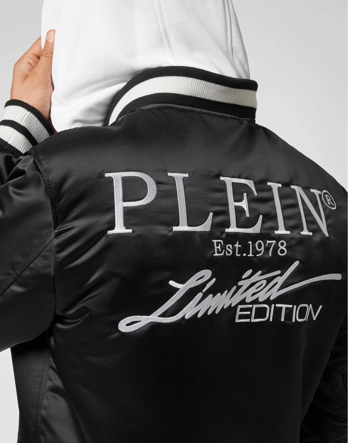 Satin Hoodie College Bomber Hexagon, цвет: Черный