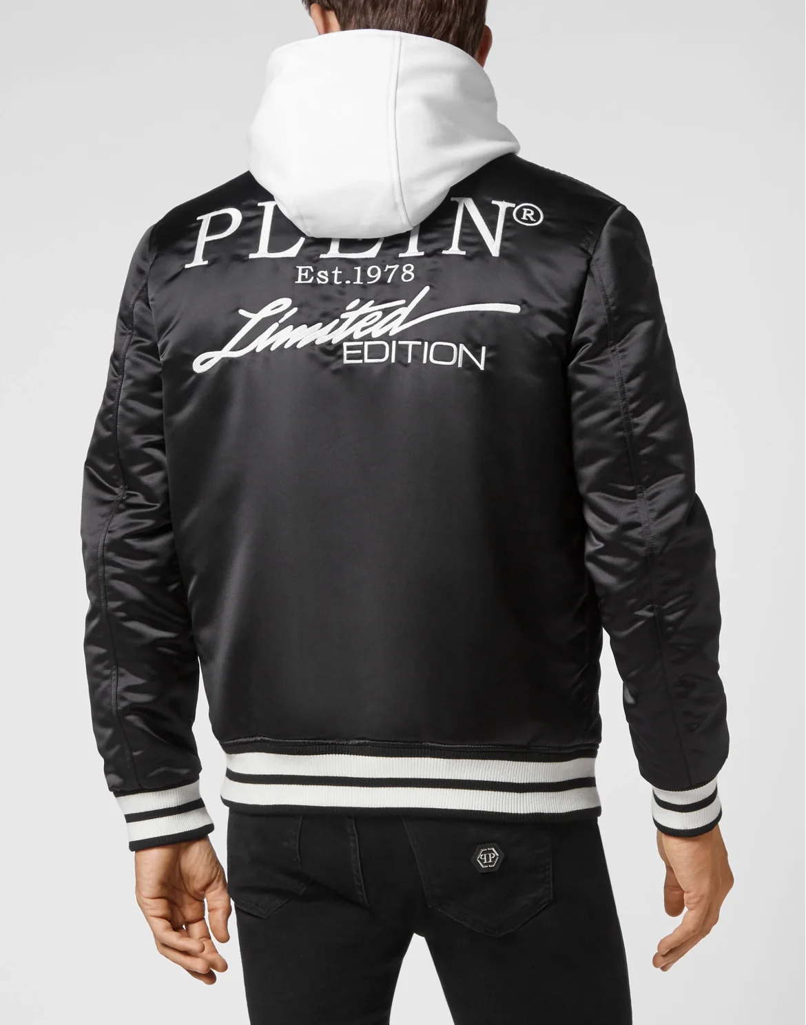 Satin Hoodie College Bomber Hexagon, цвет: Черный