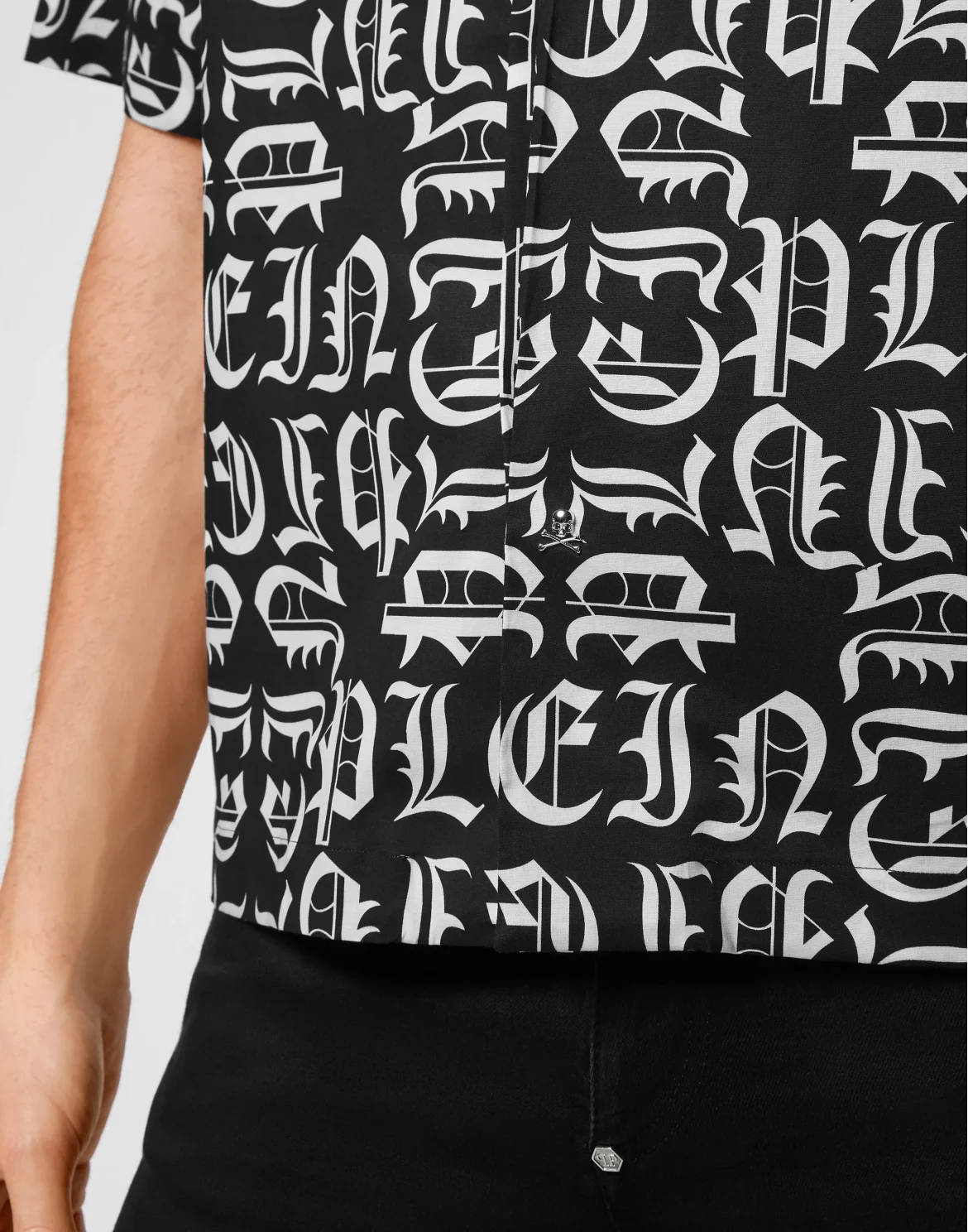 Cotton Lebowski Shirt Bowling Cut Gothic Plein, цвет: Черный