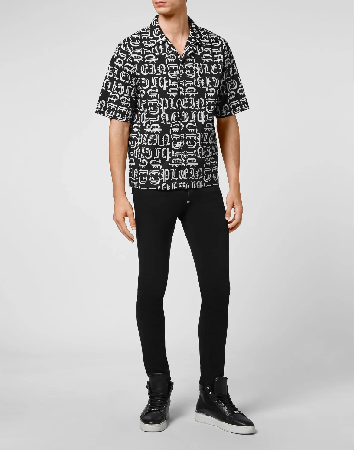 Cotton Lebowski Shirt Bowling Cut Gothic Plein, цвет: Черный