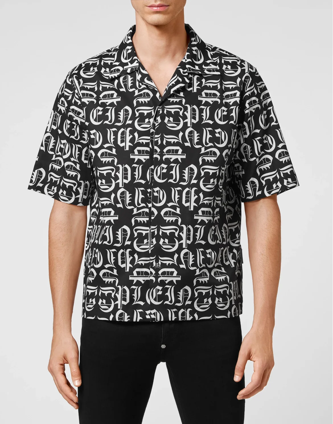 Cotton Lebowski Shirt Bowling Cut Gothic Plein, цвет: Черный