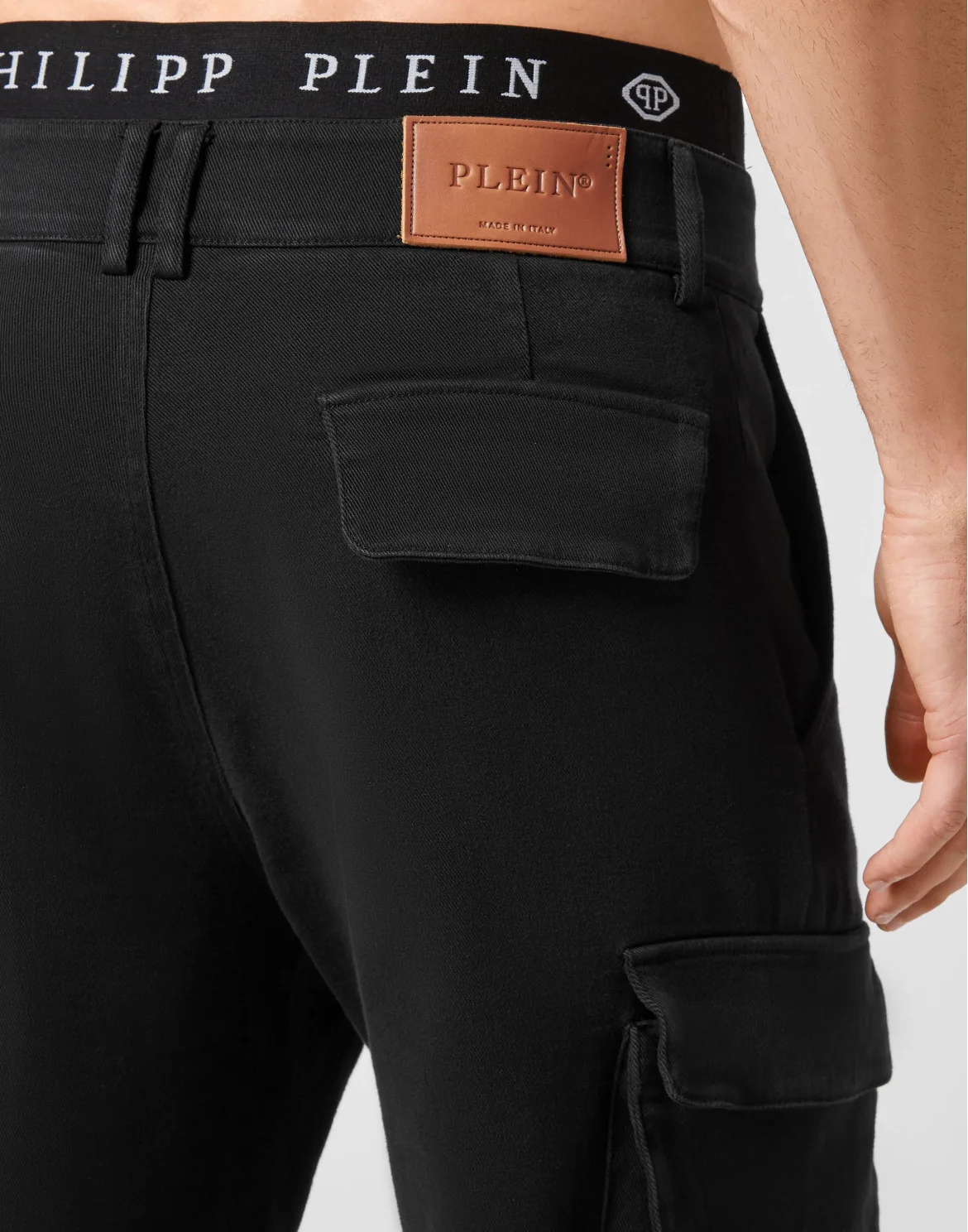 Cotton Long Trousers Cargo fit Iconic Plein, цвет: Черный