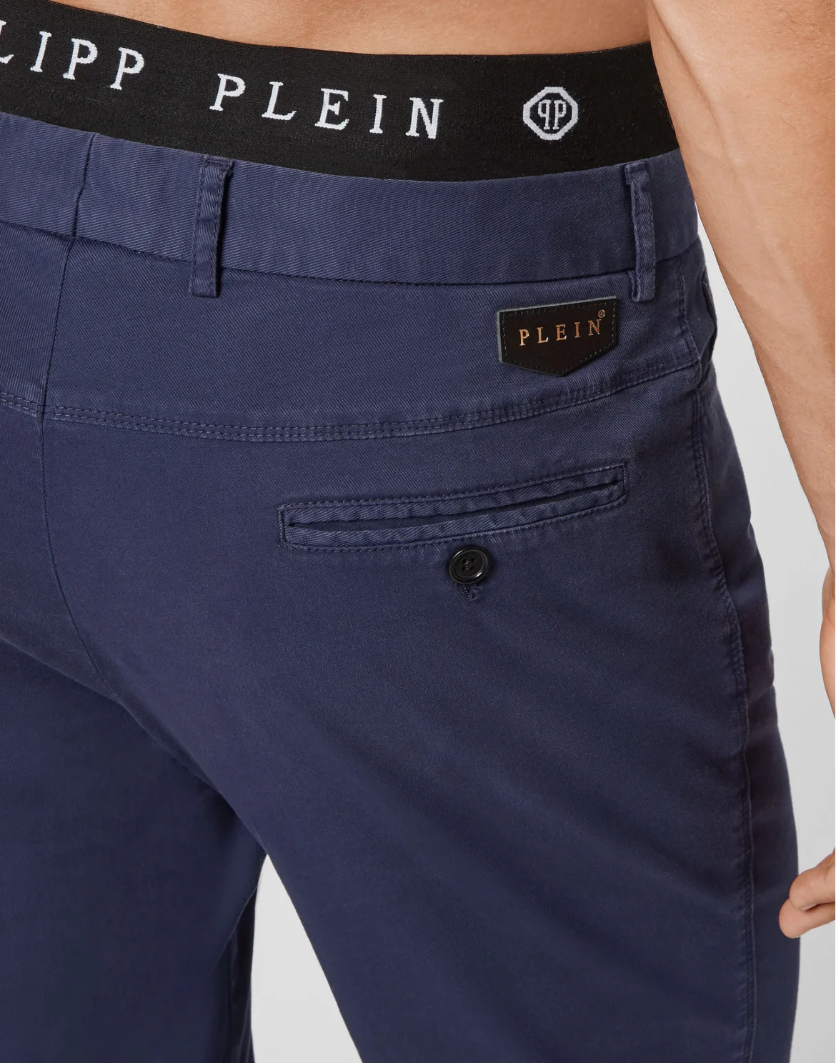 Cotton Long Trousers Chinos fit Iconic Plein, цвет: Синий
