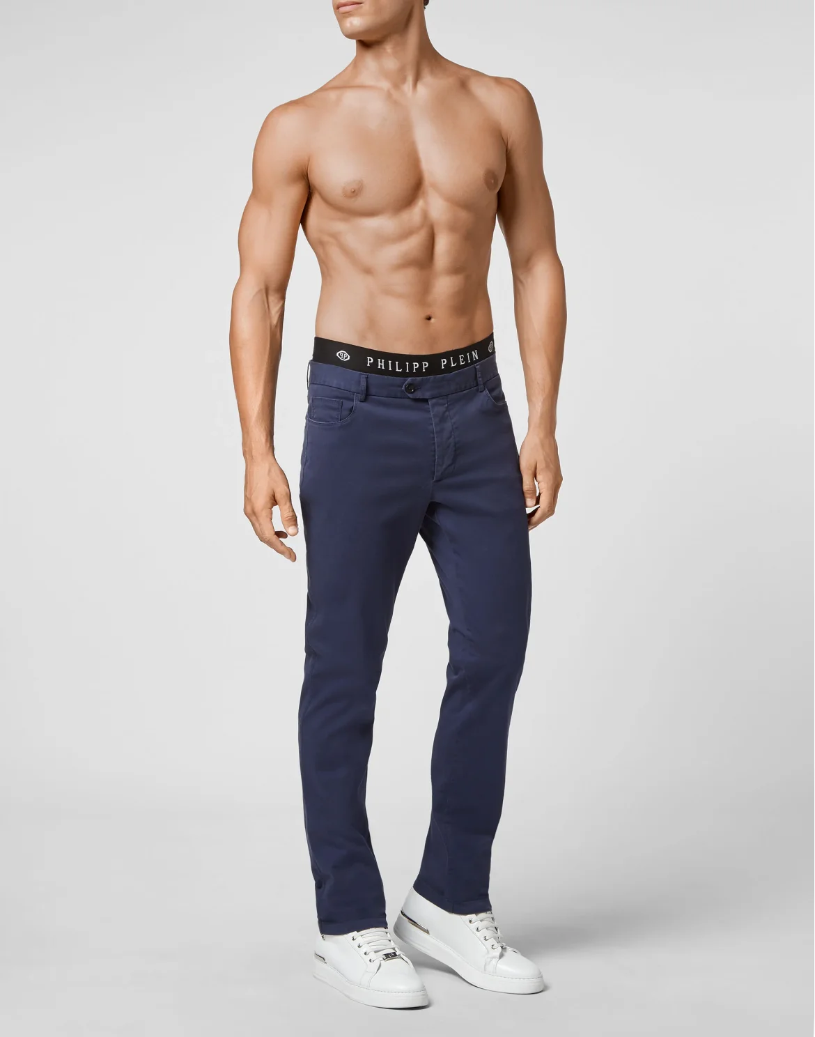 Cotton Long Trousers Chinos fit Iconic Plein, цвет: Синий