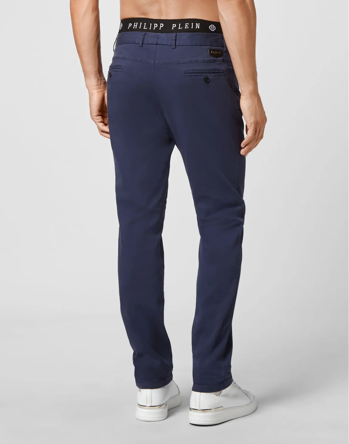 Cotton Long Trousers Chinos fit Iconic Plein, цвет: Синий