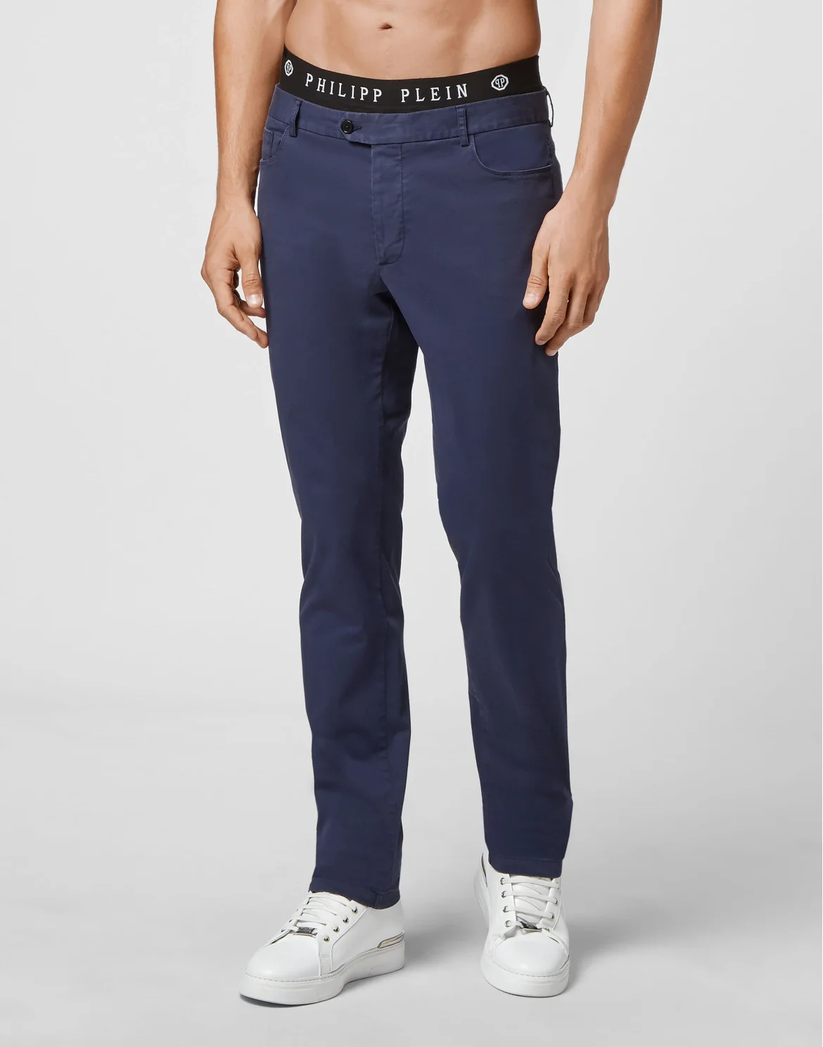 Cotton Long Trousers Chinos fit Iconic Plein, цвет: Синий
