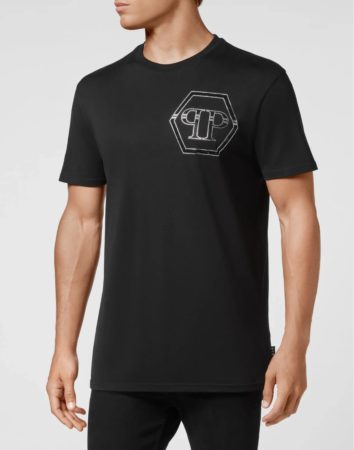 T-shirt Round Neck SS Hexagon with Crystals, цвет: Черный