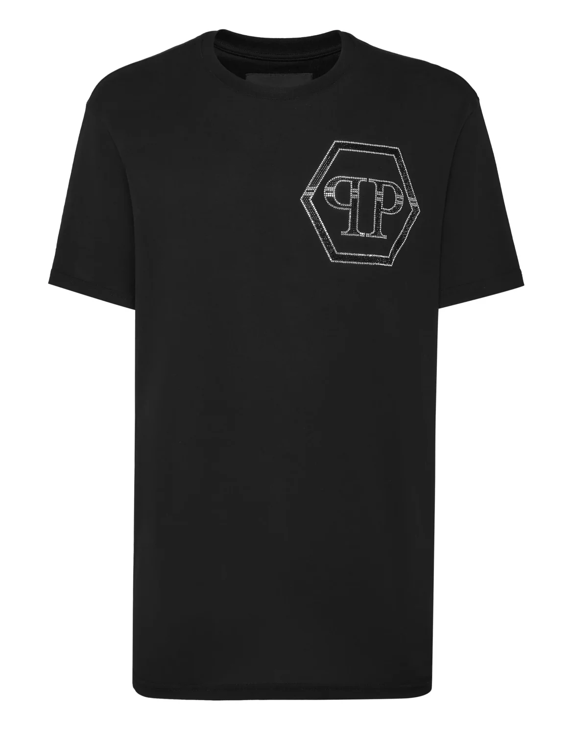 T-shirt Round Neck SS Hexagon with Crystals, цвет: Черный
