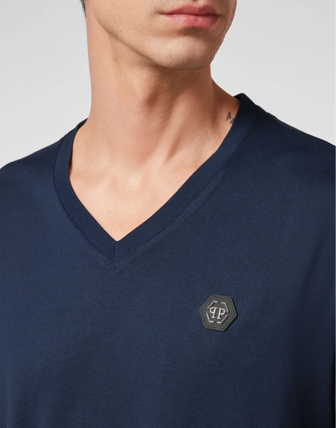 T-shirt V-Neck SS Iconic Plein, цвет: Синий