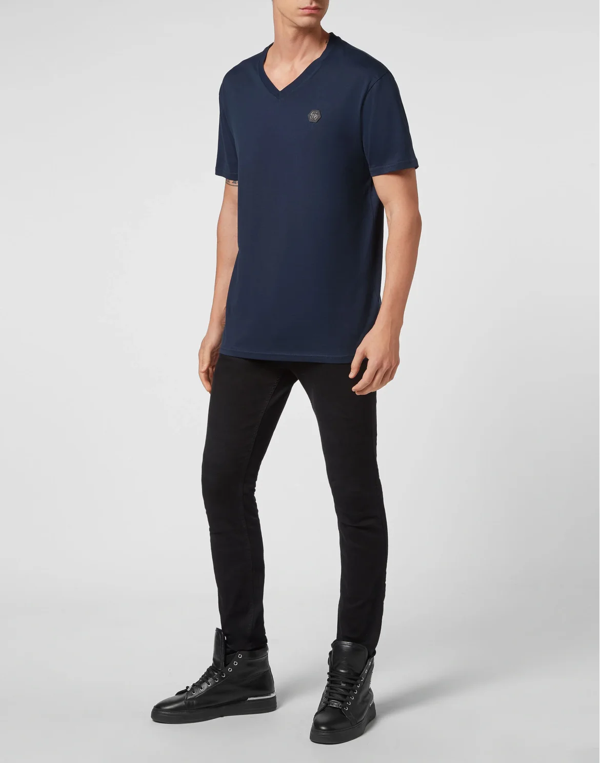 T-shirt V-Neck SS Iconic Plein, цвет: Синий