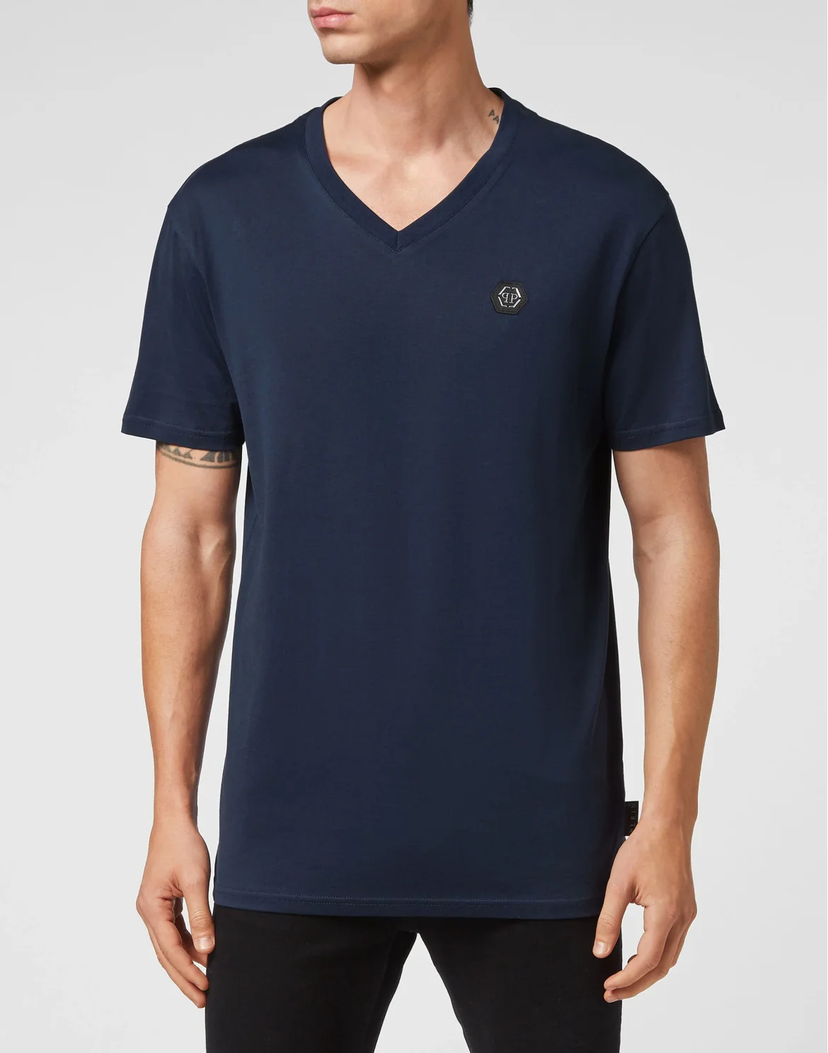 T-shirt V-Neck SS Iconic Plein, цвет: Синий