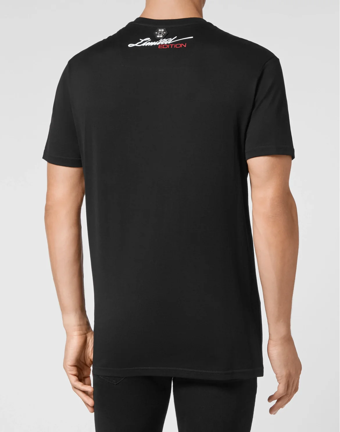 T-shirt Round Neck SS Skull on fire with Crystals, цвет: Черный