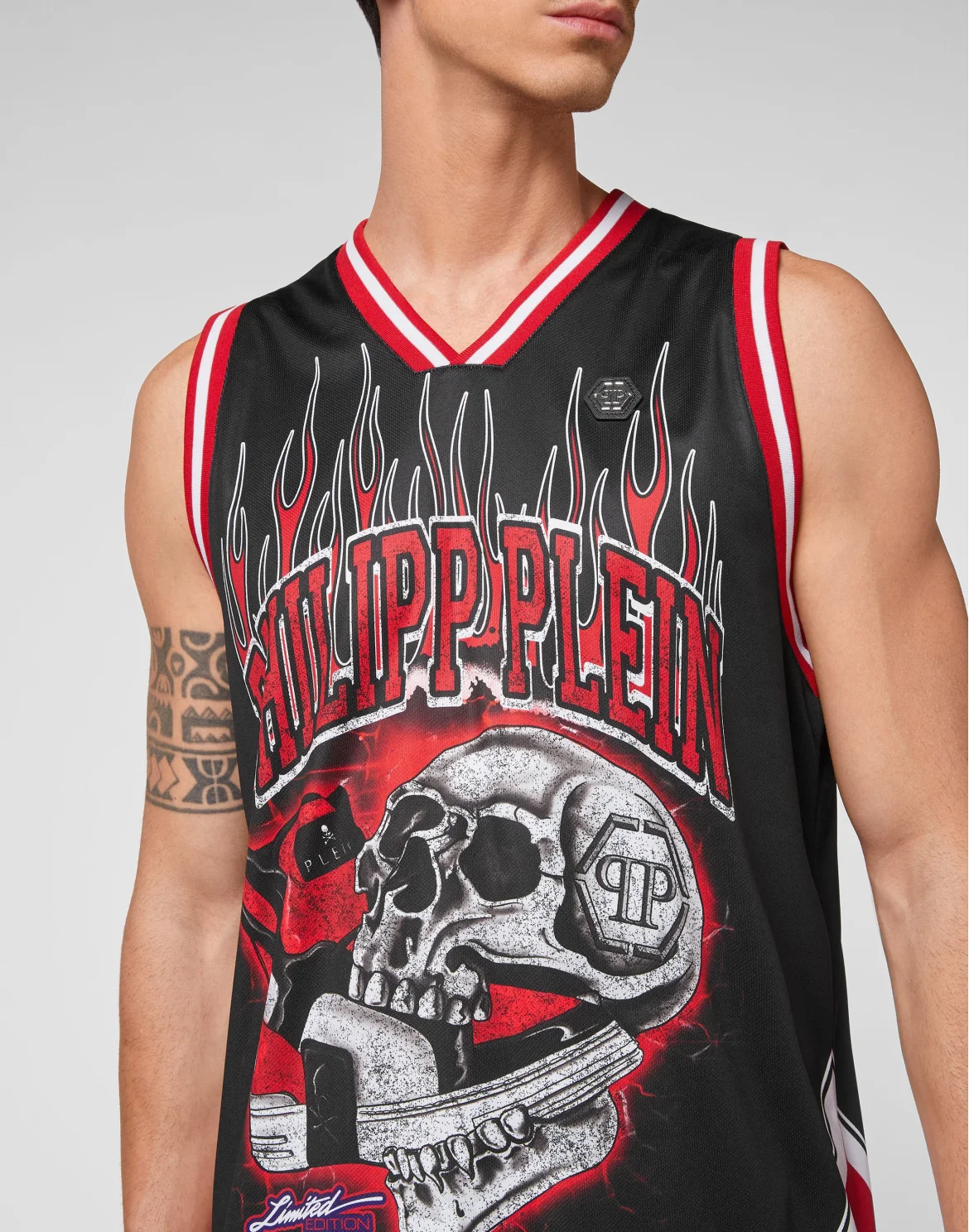 Basket Tank Top Skull on fire, цвет: Черный