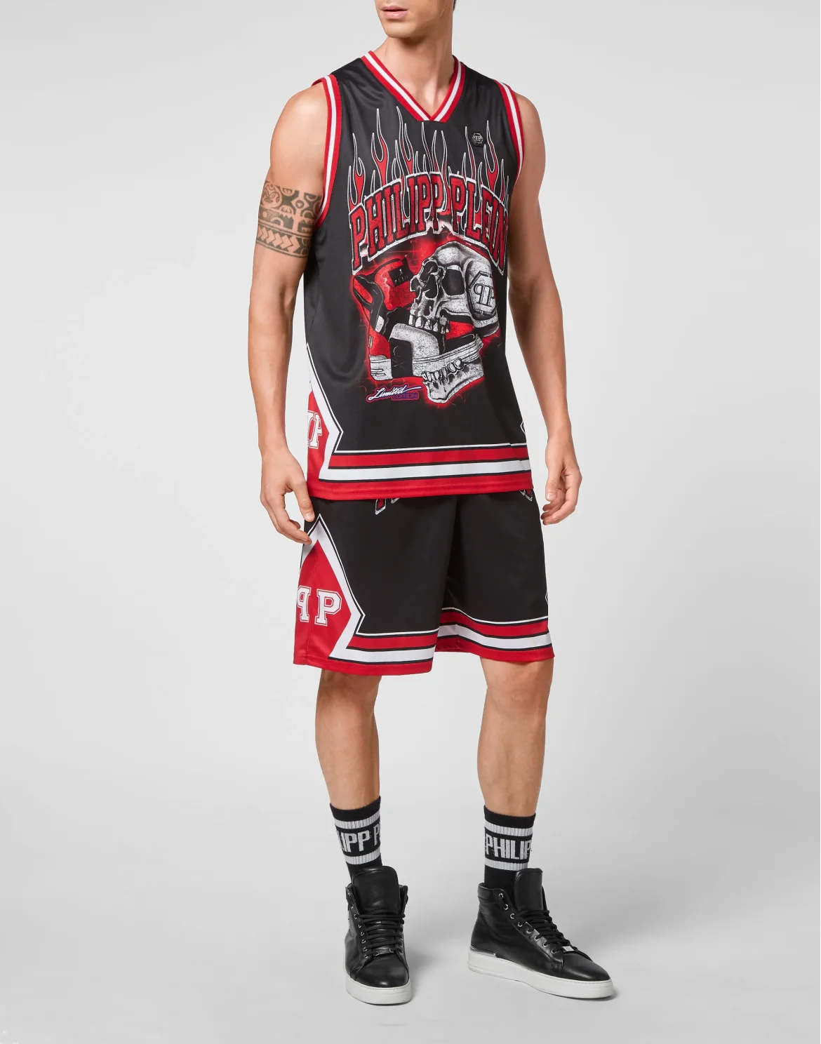 Basket Tank Top Skull on fire, цвет: Черный