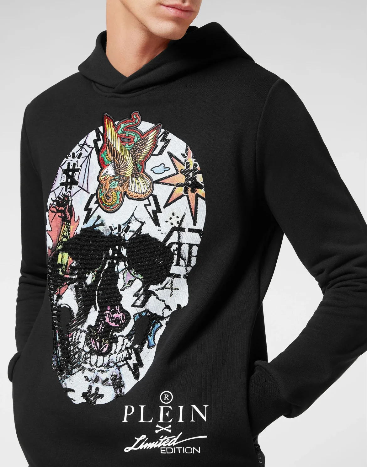 Hoodie sweatshirt Tattoo Skull strass, цвет: Черный