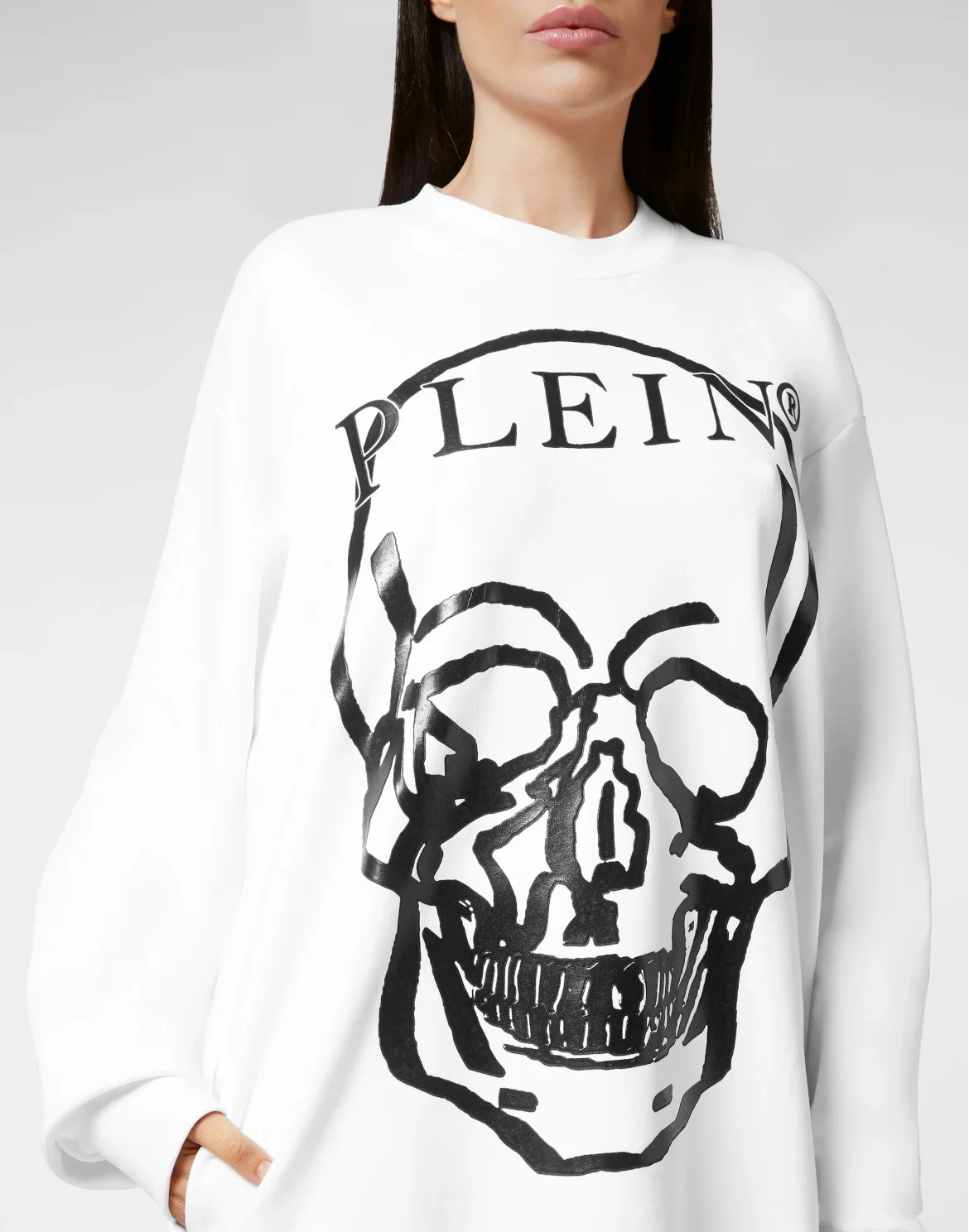 Sweatshirt LS Skull and Plein, цвет: Белый