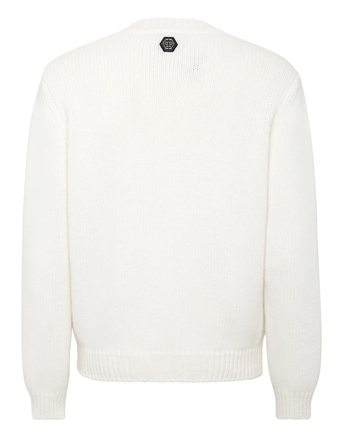 Wool Cotton Pullover Round Neck LS Tattoo Patches, цвет: Белый