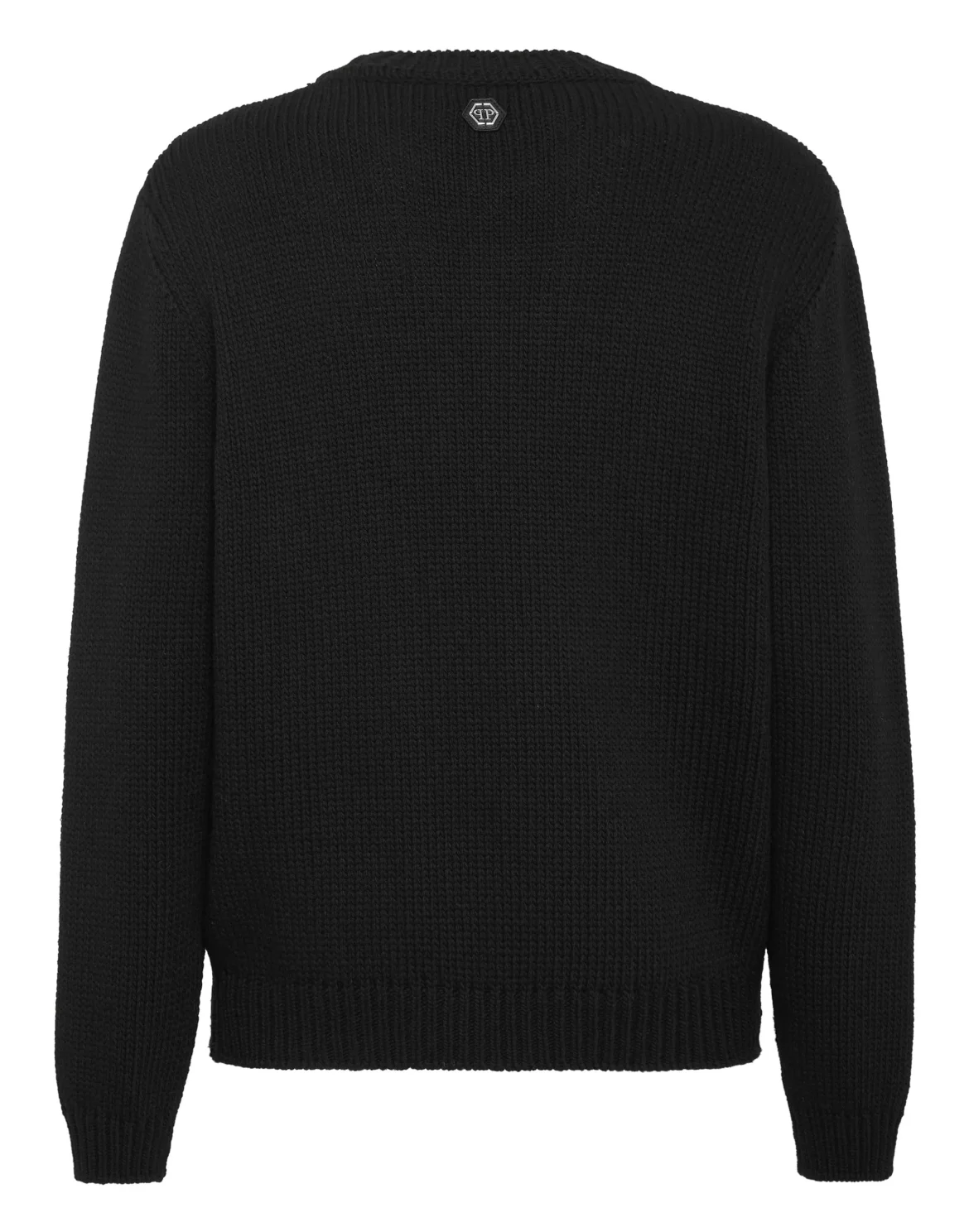 Wool Cotton Pullover Round Neck LS Tattoo Patches, цвет: Черный