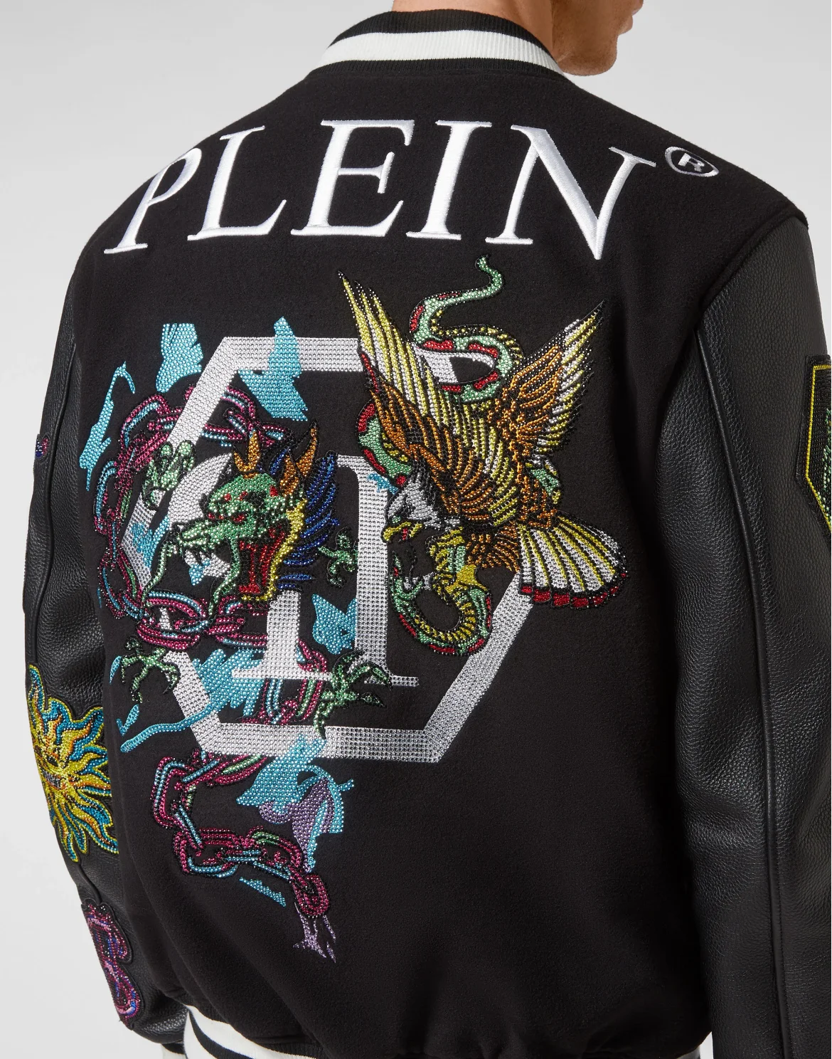 College Bomber Leather sleeves Tattoo Patches, цвет: Черный