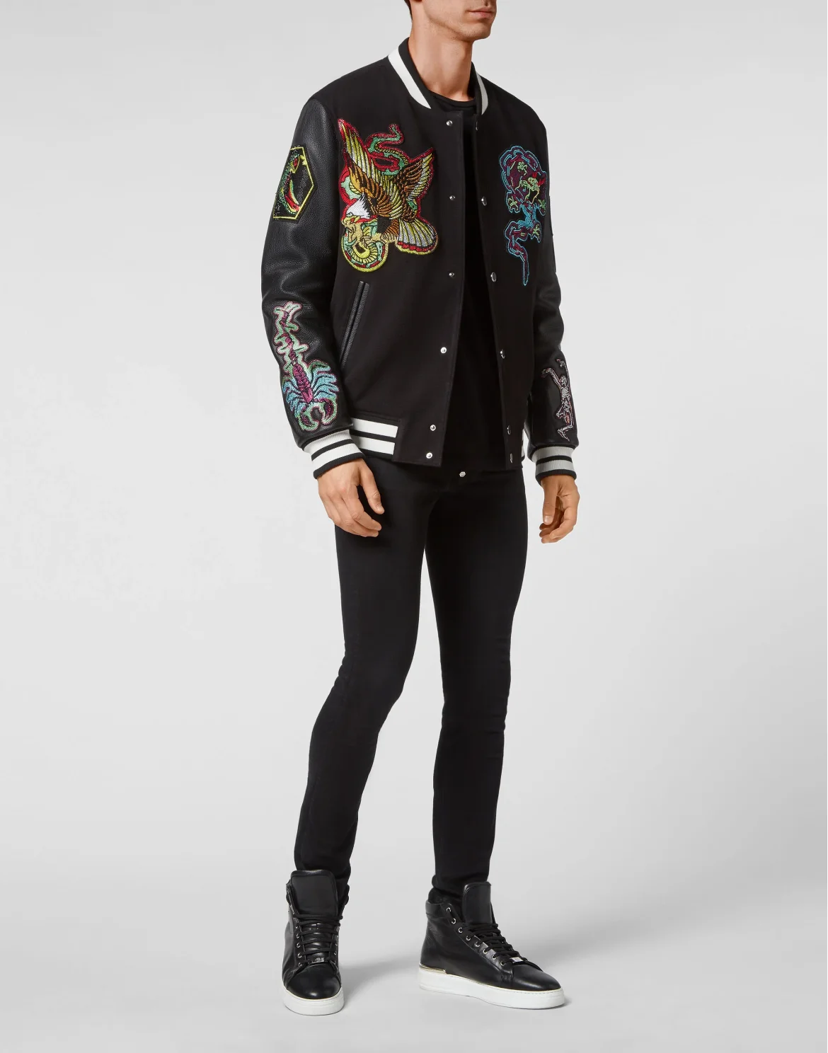 College Bomber Leather sleeves Tattoo Patches, цвет: Черный
