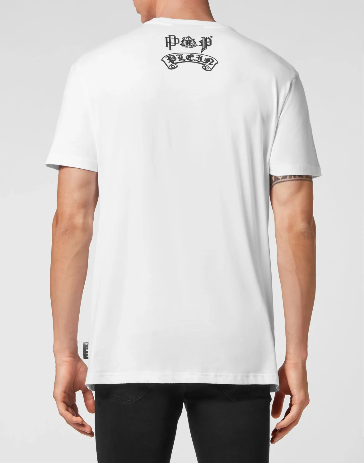 T-shirt Round Neck SS Tattoo Skull strass, цвет: Белый