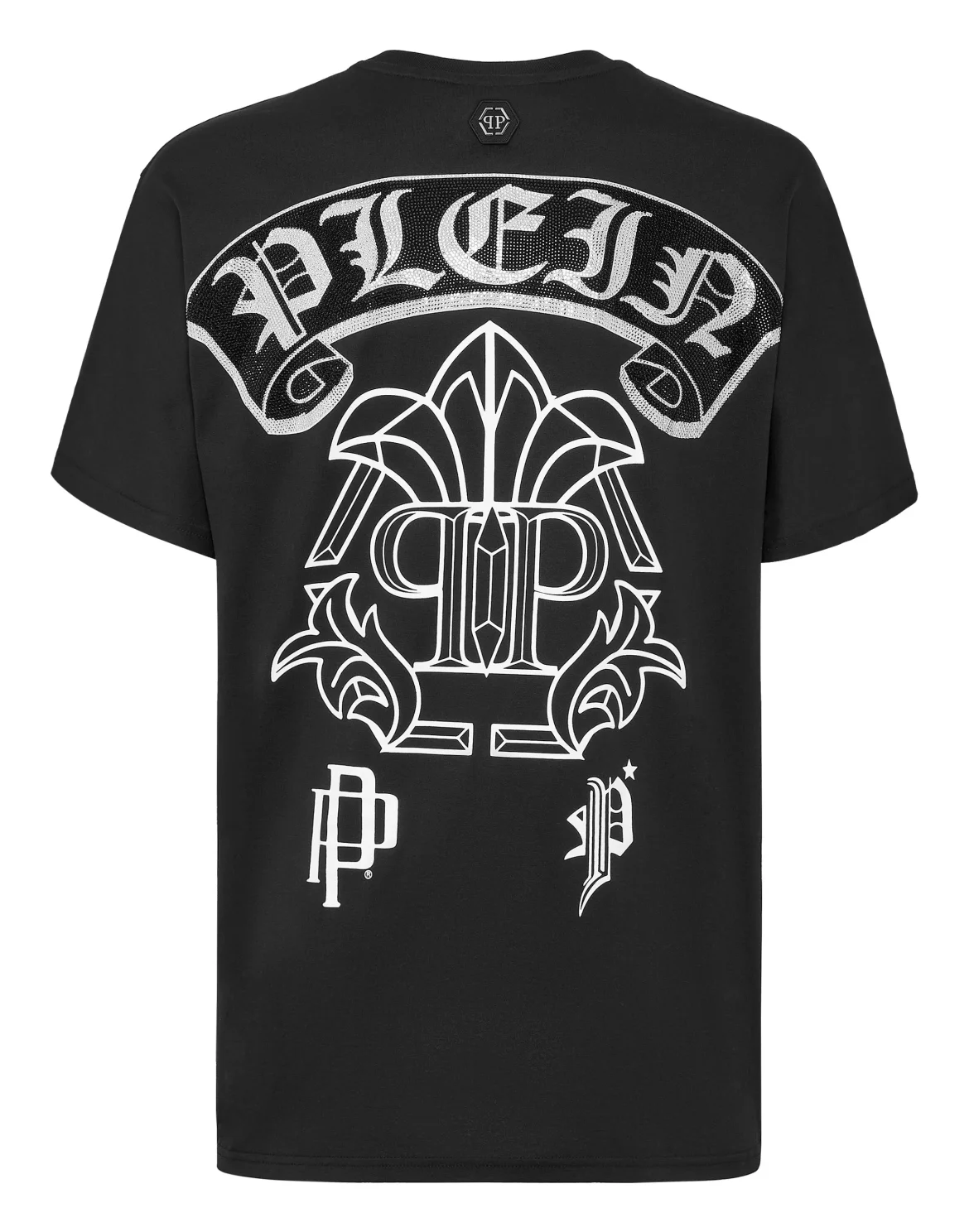 T-shirt Round Neck SS Stones Gothic Plein with Crystals, цвет: Черный