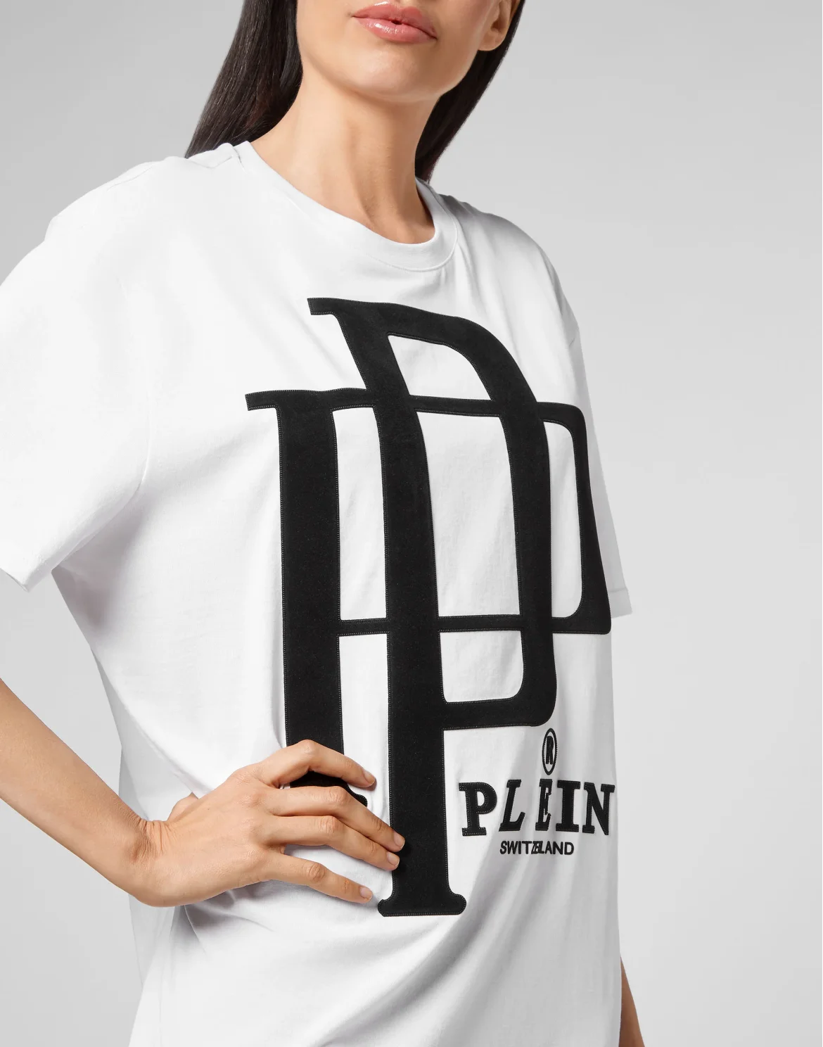 T-shirt Round Neck SS Flock print, цвет: Белый