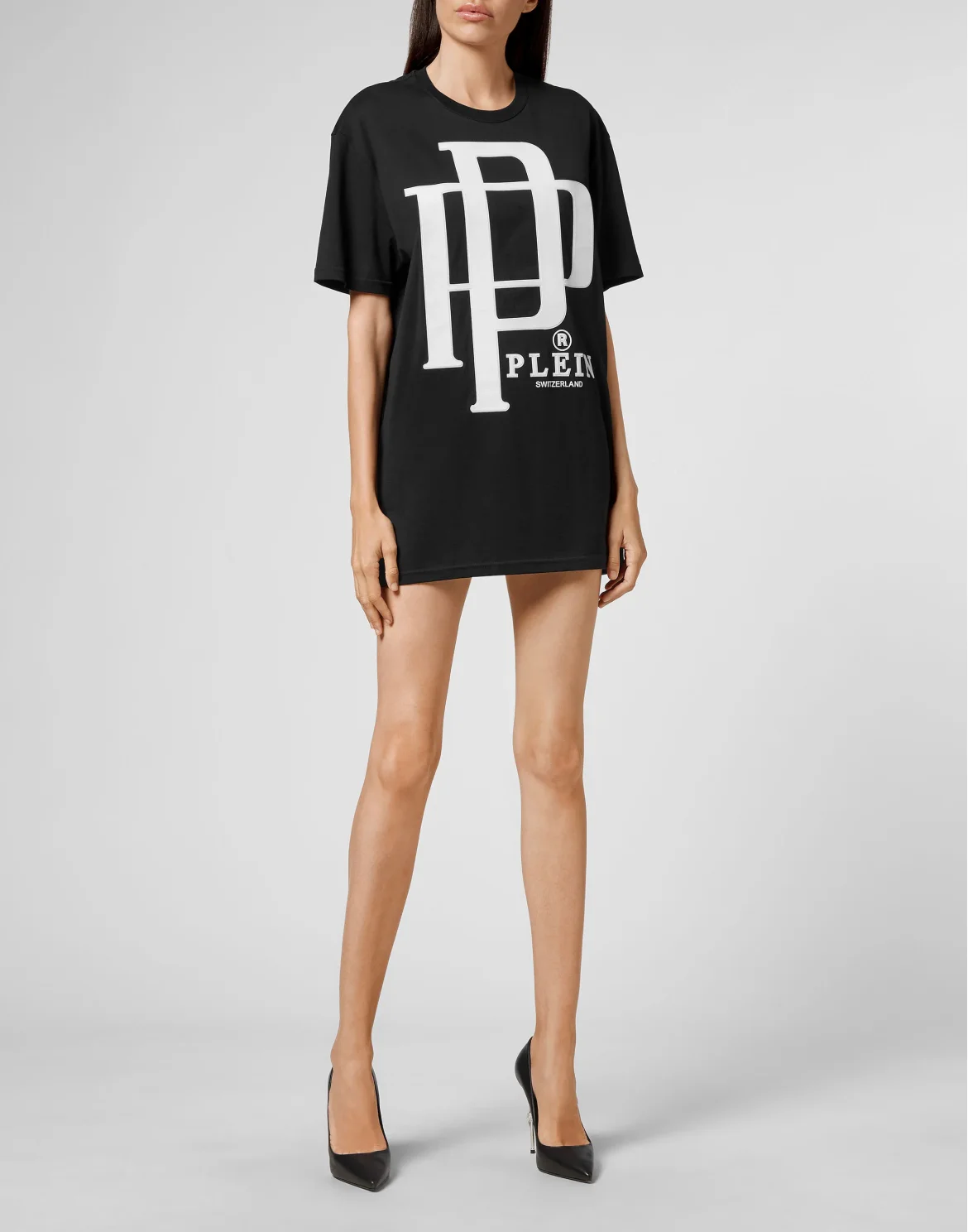 T-shirt Round Neck SS Flock print, цвет: Черный