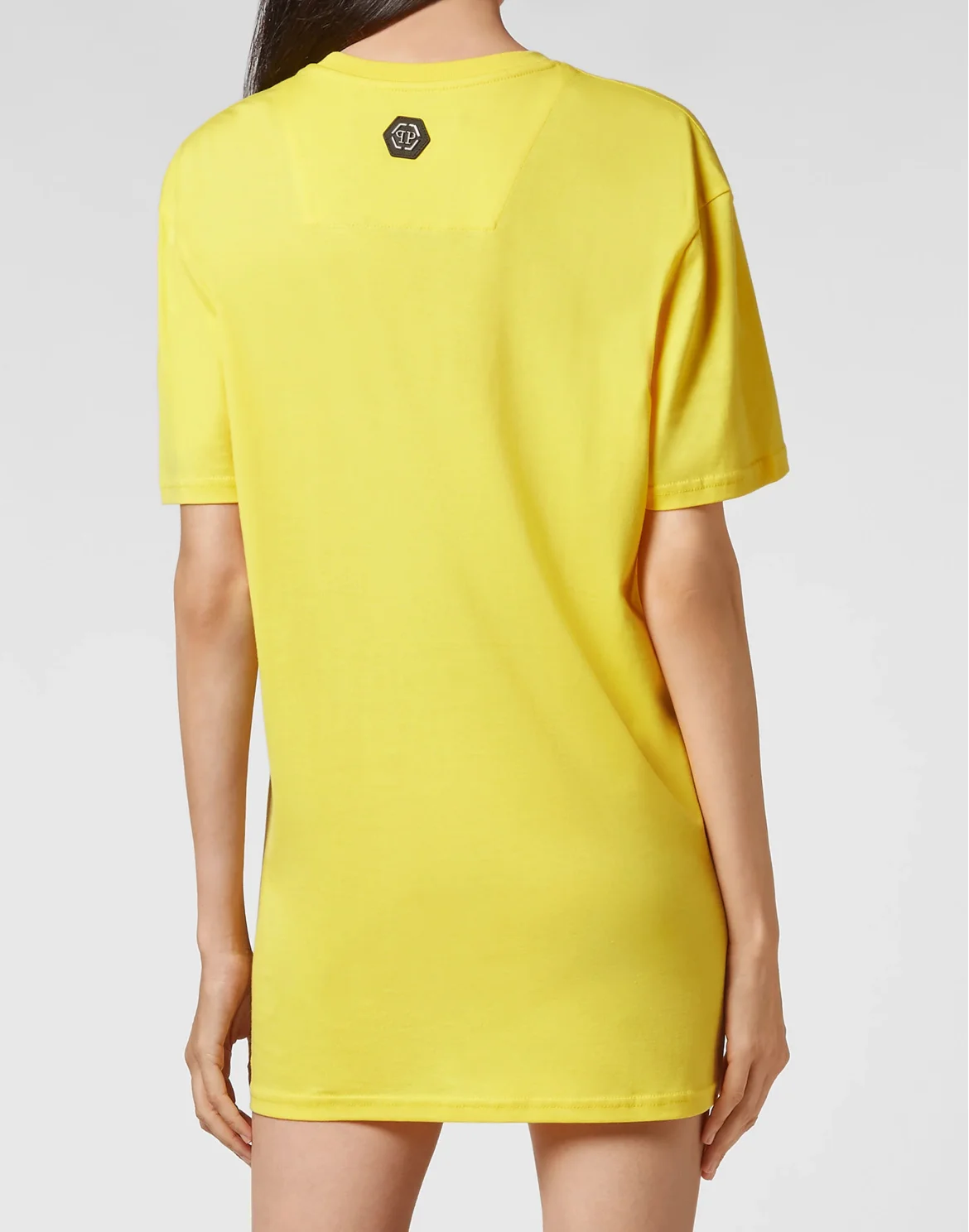 T-shirt Round Neck SS Skull and Plein with Crystals, цвет: Желтый