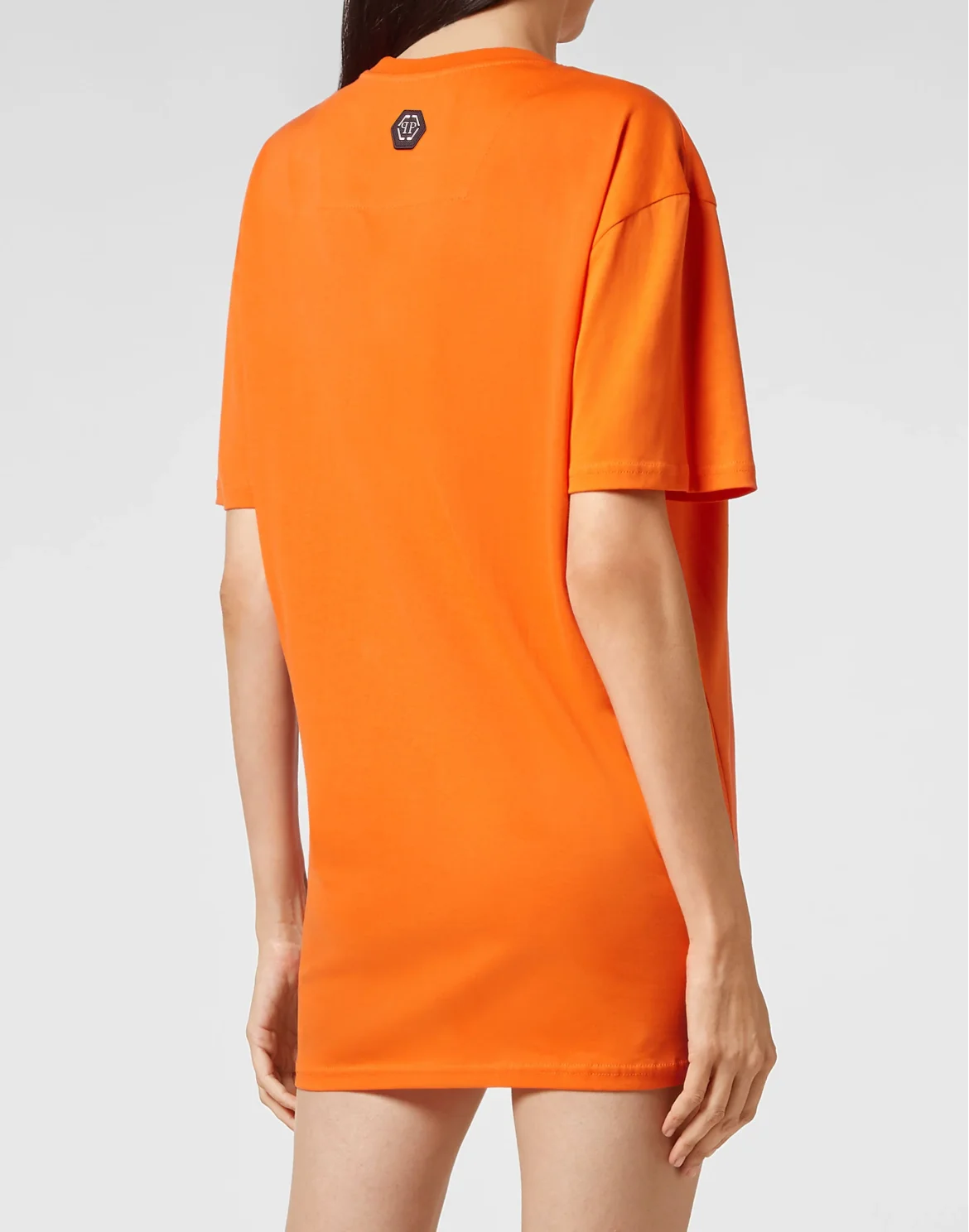 T-shirt Round Neck SS Skull and Plein with Crystals, цвет: Оранжевый