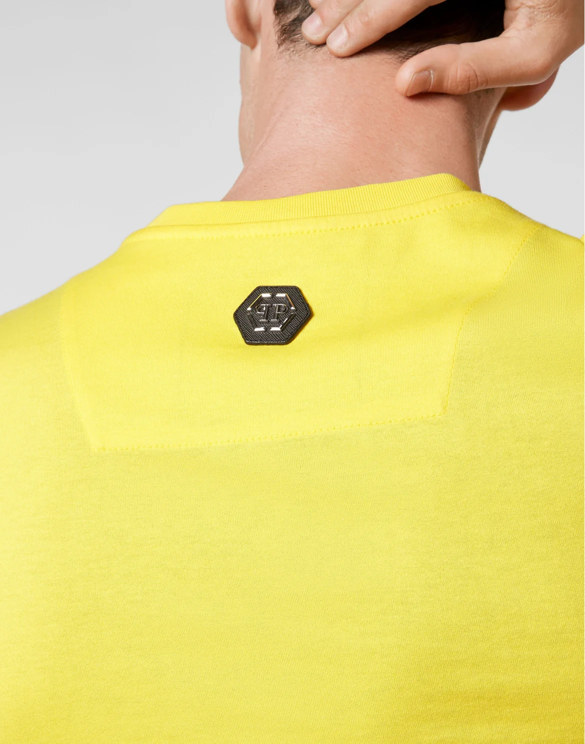 T-shirt Round Neck SS Skull and Plein with Crystals, цвет: Желтый