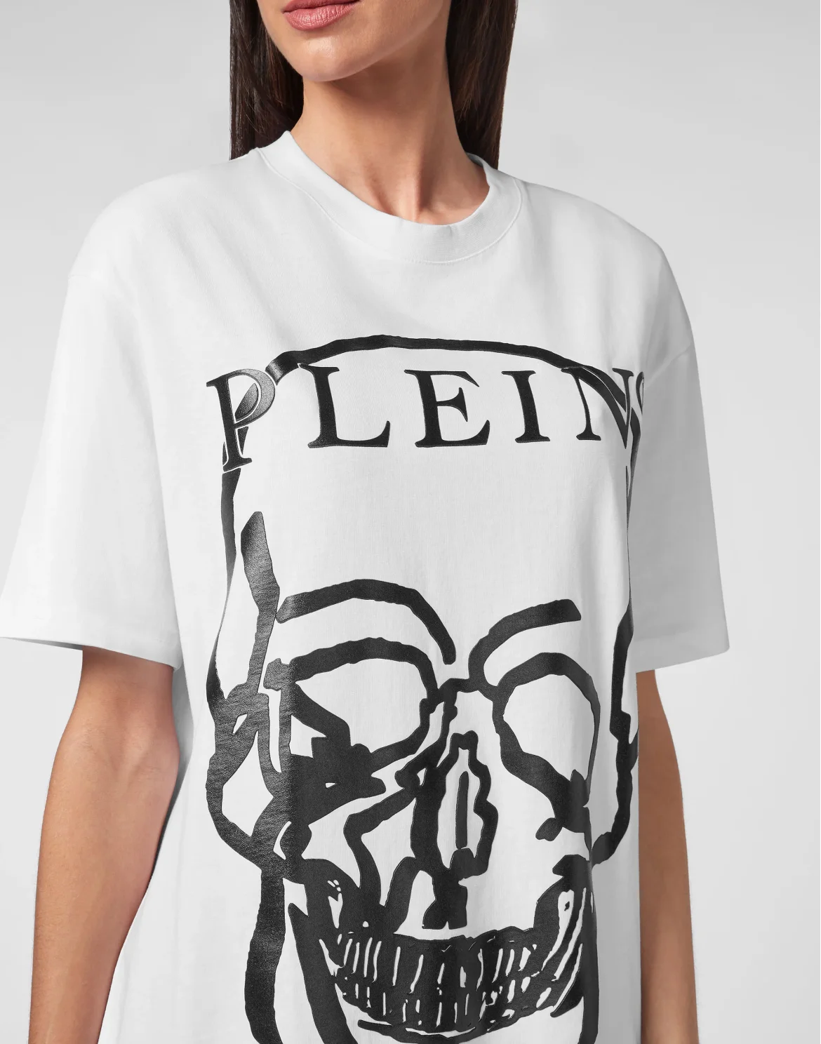 Jersey T-shirt Round Neck SS Skull and Plein, цвет: Белый