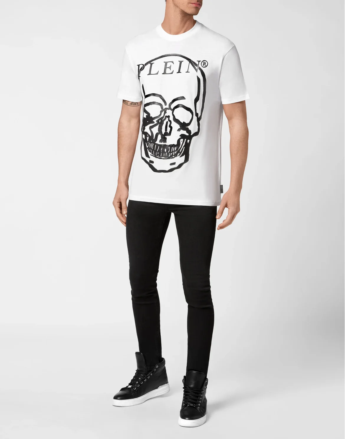 Jersey T-shirt Round Neck SS Skull and Plein, цвет: Белый