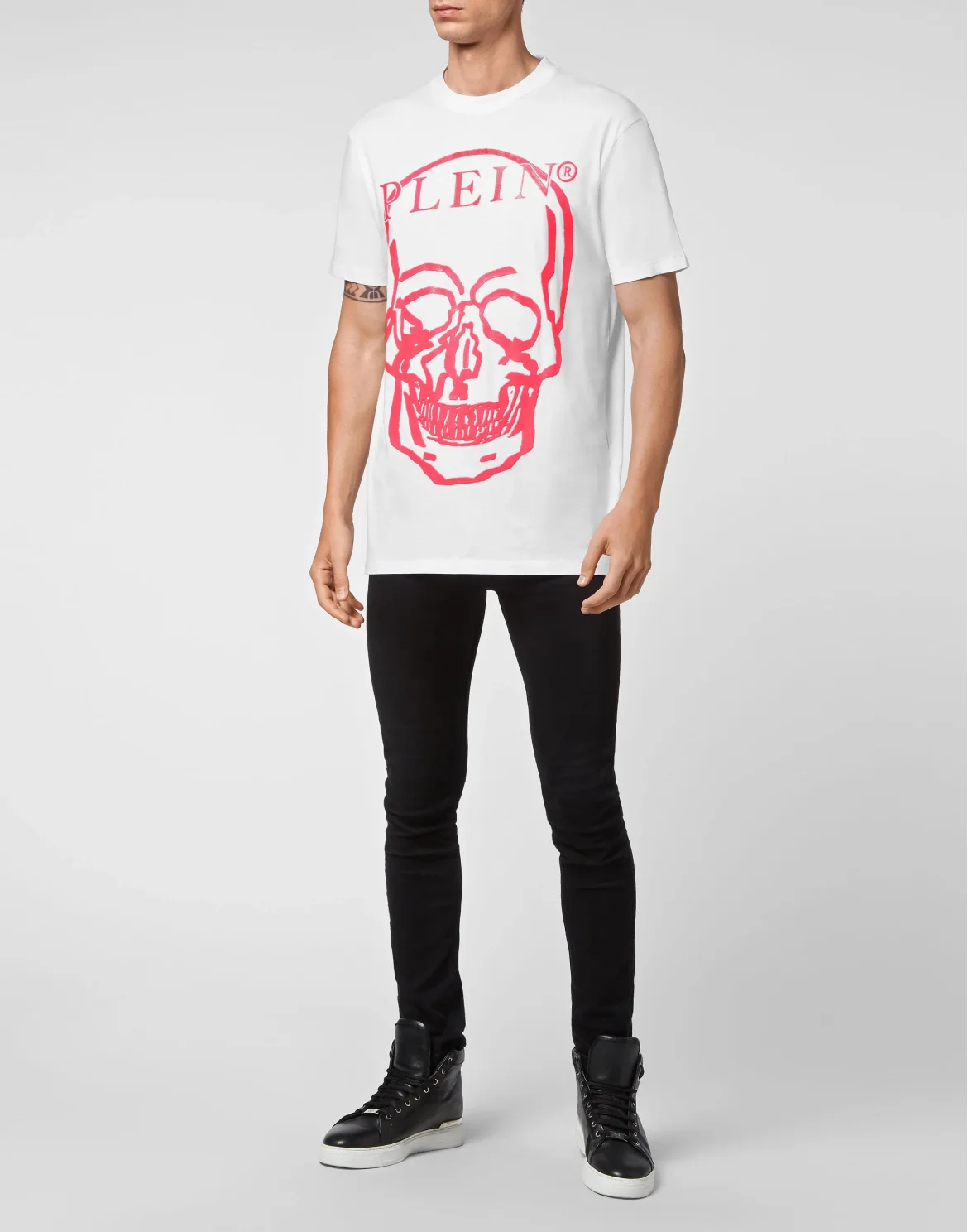 Jersey T-shirt Round Neck SS Skull and Plein, цвет: Белый
