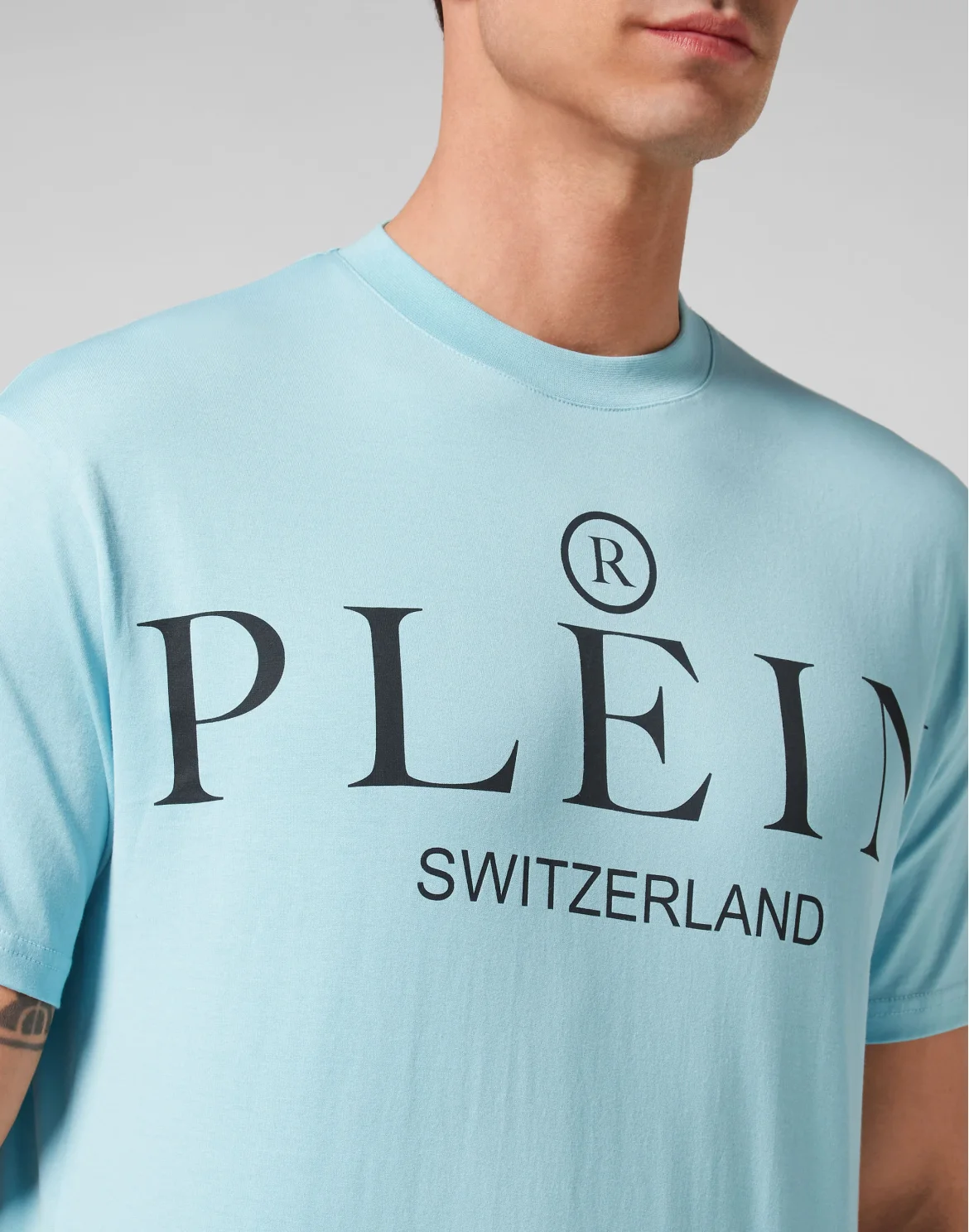 Jersey T-shirt Round Neck SS Iconic Plein, цвет: Голубой