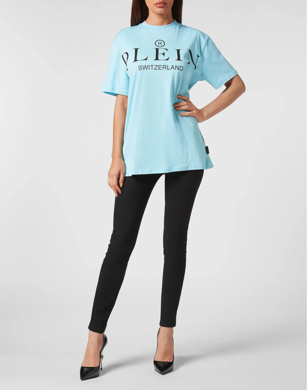 Jersey T-shirt Round Neck SS Iconic Plein, цвет: Голубой