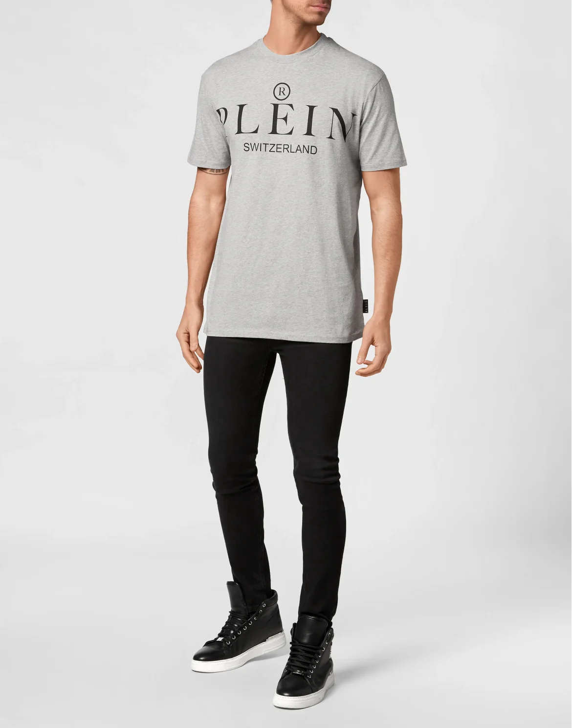 Jersey T-shirt Round Neck SS Iconic Plein, цвет: Серый