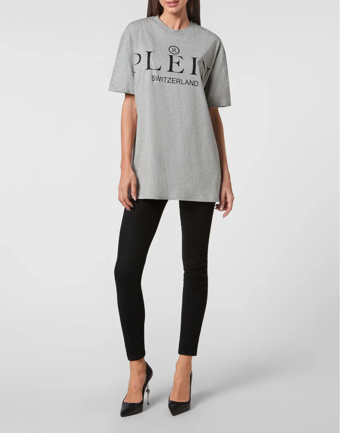 Jersey T-shirt Round Neck SS Iconic Plein, цвет: Серый