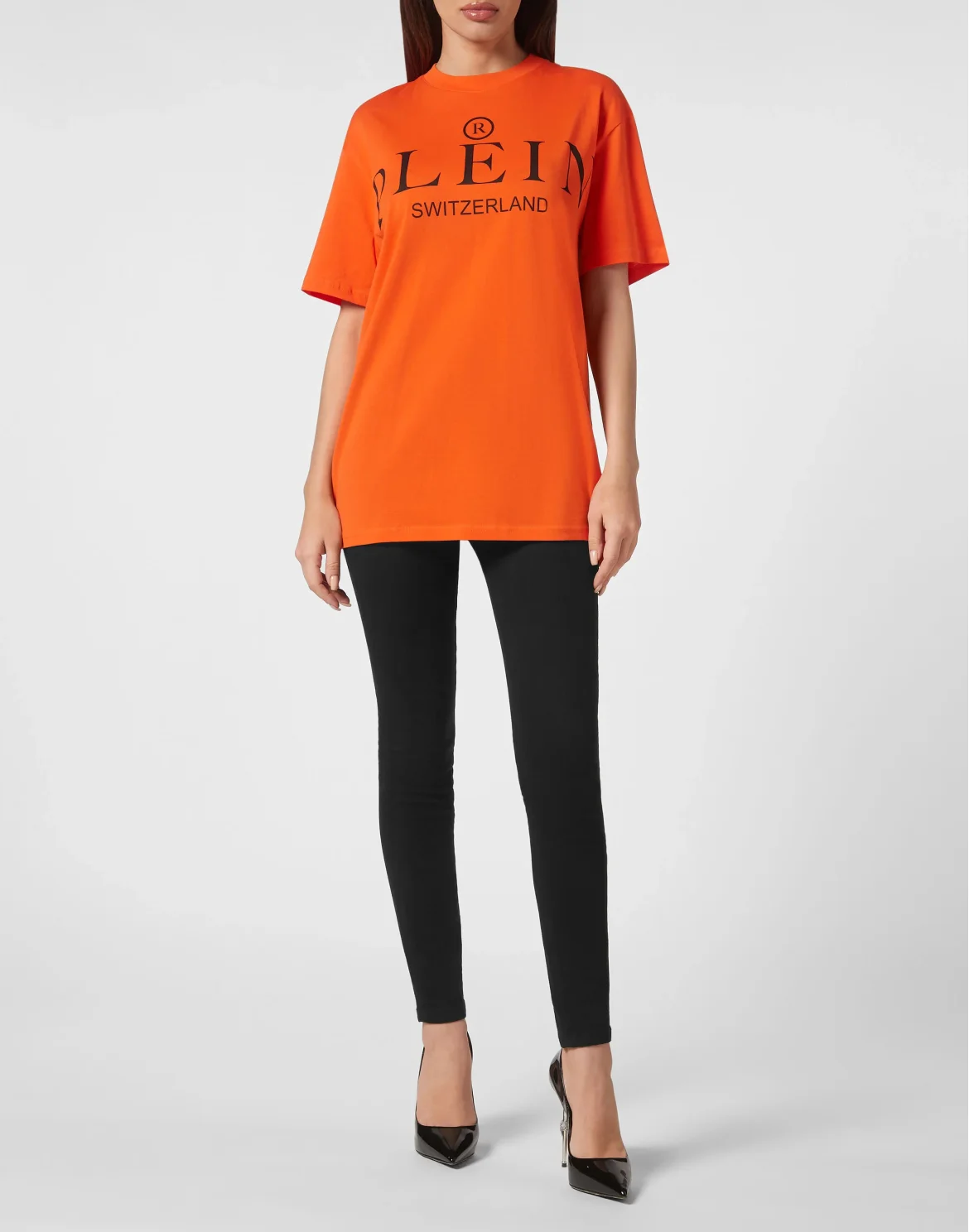 Jersey T-shirt Round Neck SS Iconic Plein, цвет: Оранжевый