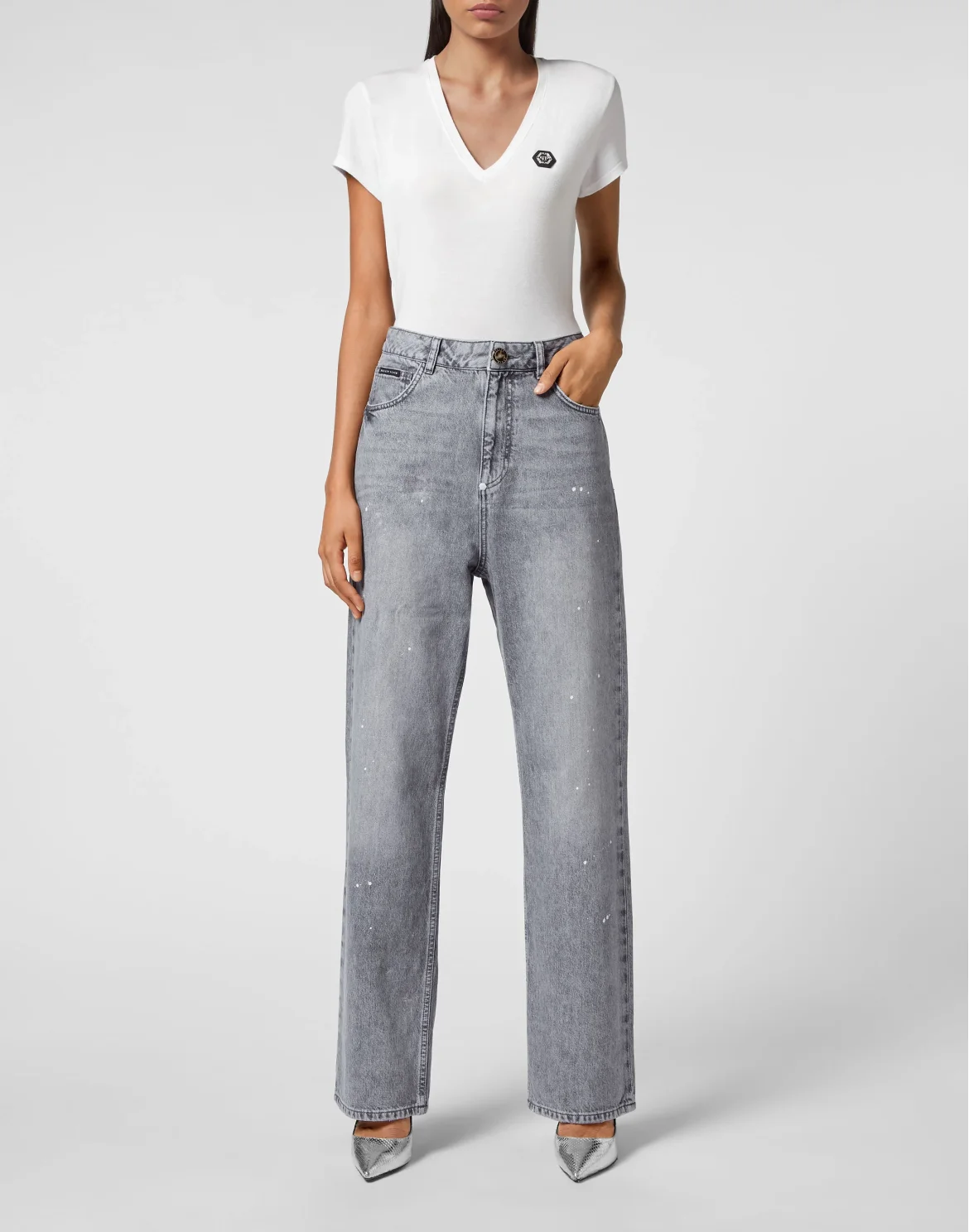 Denim Trousers Super Loose Fit, цвет: Серый