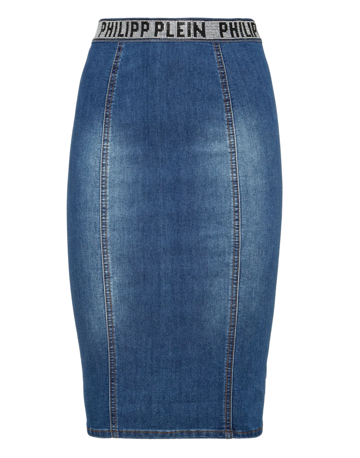 Denim Super Stretch Skirt Stones  Philipp Plein TM with Crystals, цвет: Синий