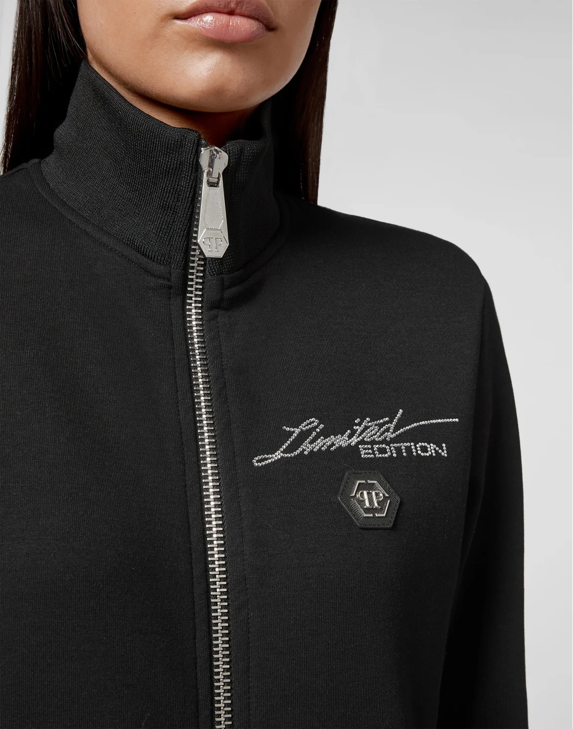 Jogging Jacket Full Zip Crystal Stones Skeleton, цвет: Черный