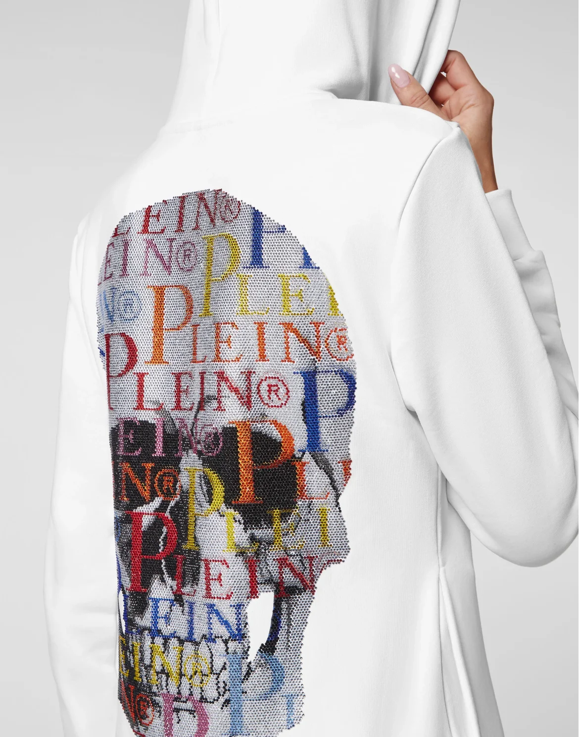 Hoodie Sweatjacket Full Zip Multicolor  Skull, цвет: Белый