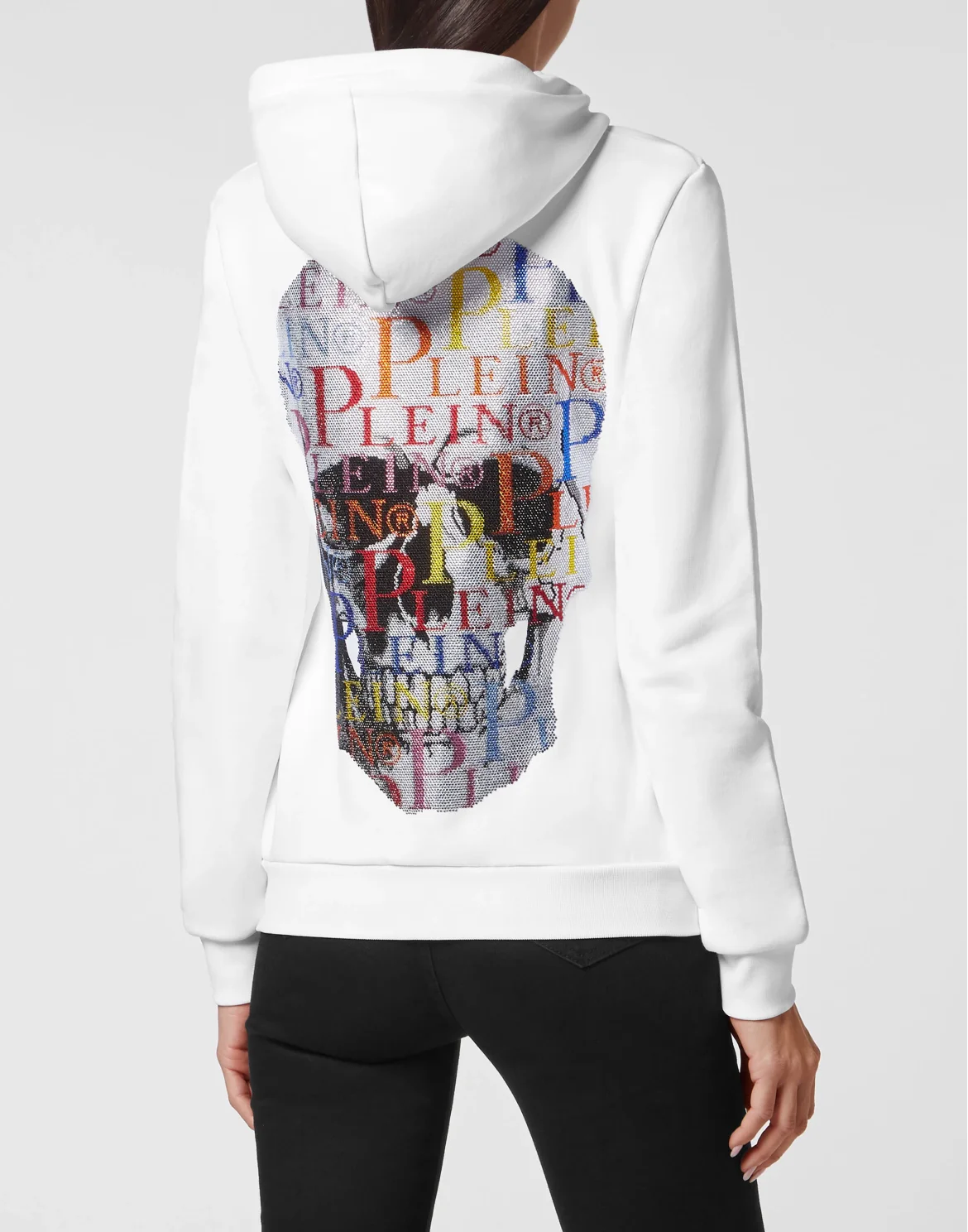 Hoodie Sweatjacket Full Zip Multicolor  Skull, цвет: Белый