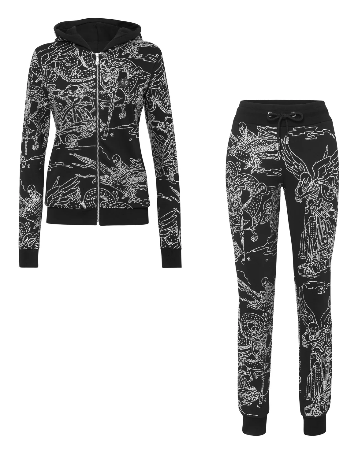 Tracksuit Top/Trousers Stones Skeleton tattoo, цвет: Черный
